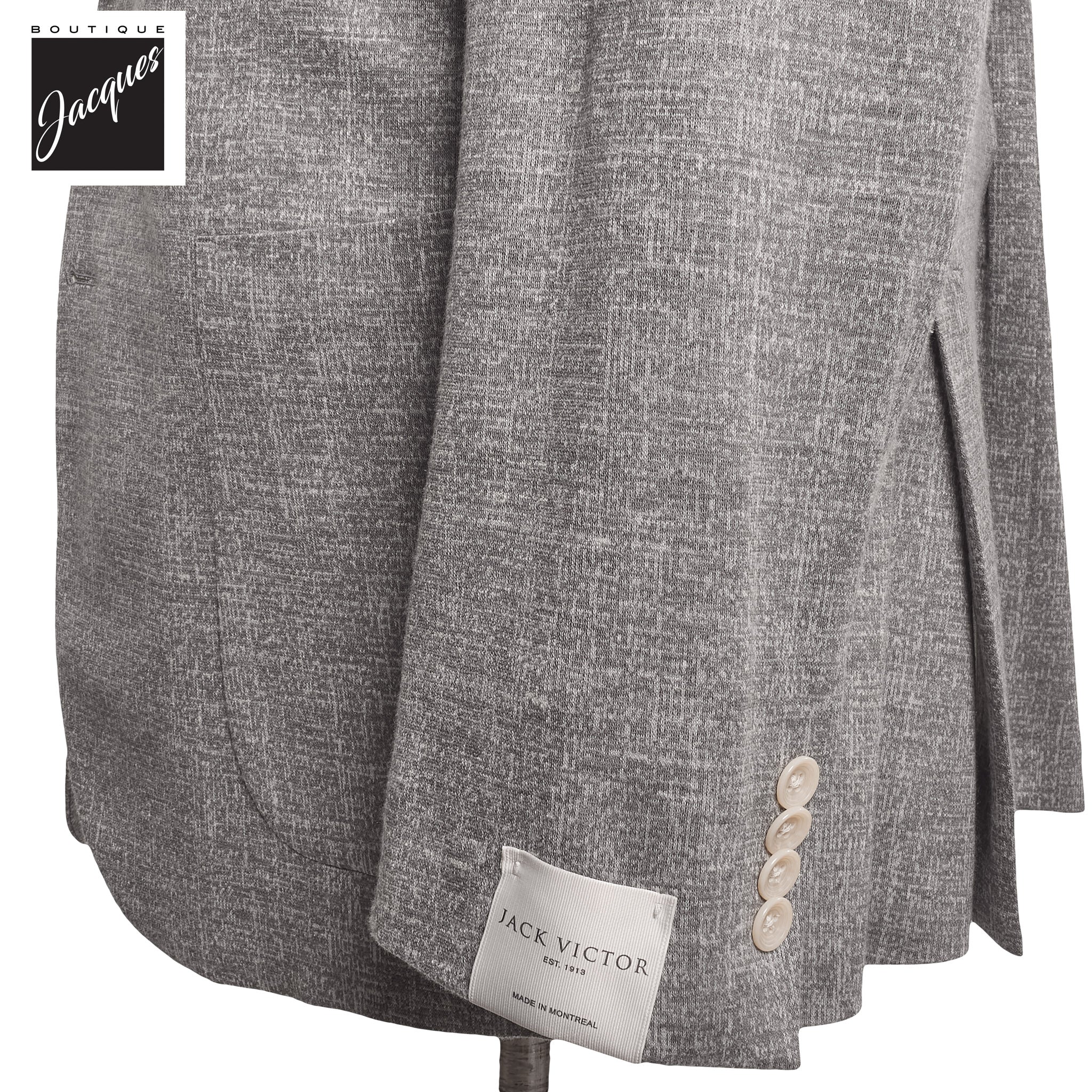 Mid Gray Knit Wool/Silk/Linen Hartford Contemporary Fit Sport Jacket - Jack Victor - Image 3