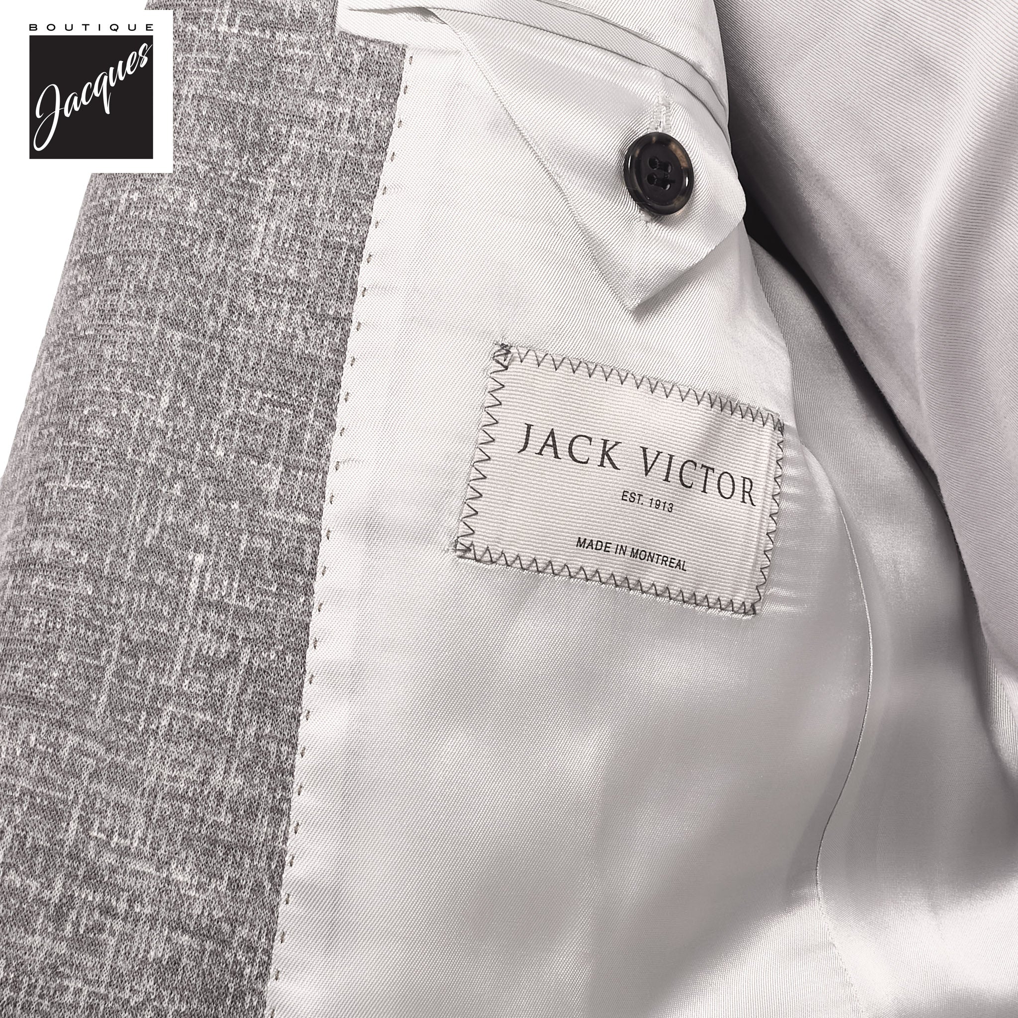 Mid Gray Knit Wool/Silk/Linen Hartford Contemporary Fit Sport Jacket - Jack Victor - Image 4