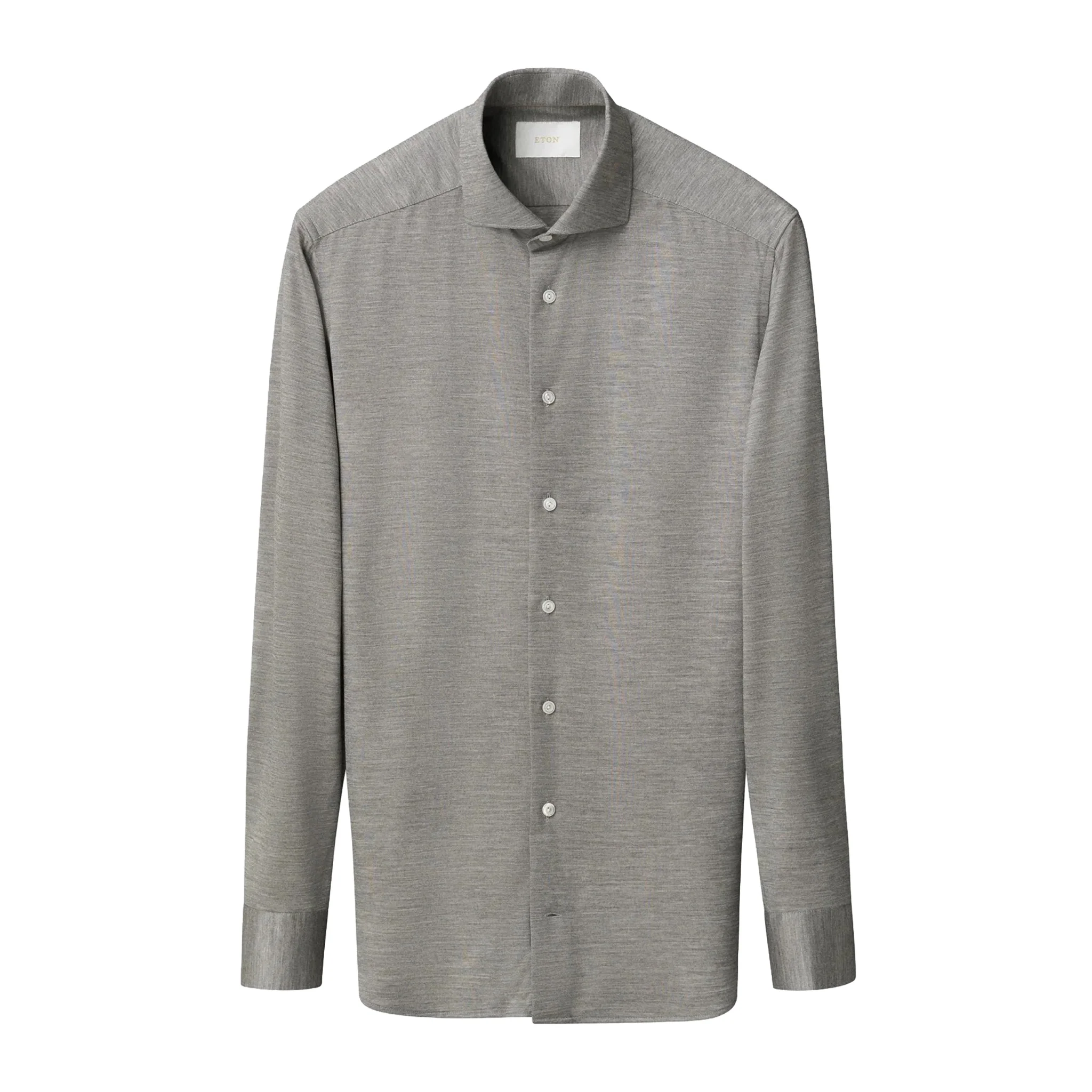 Mid Gray Knitted Merino-Lyocell Slim Fit Casual Shirt - ETON - Image 2