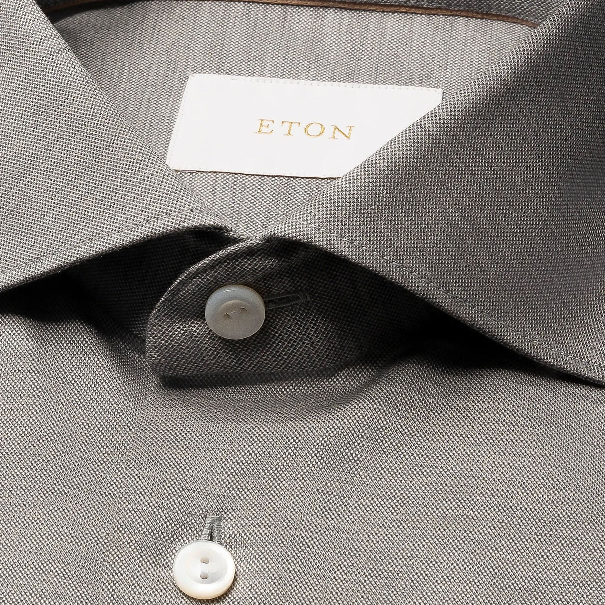 Mid Gray Knitted Merino-Lyocell Slim Fit Casual Shirt - ETON - Image 3