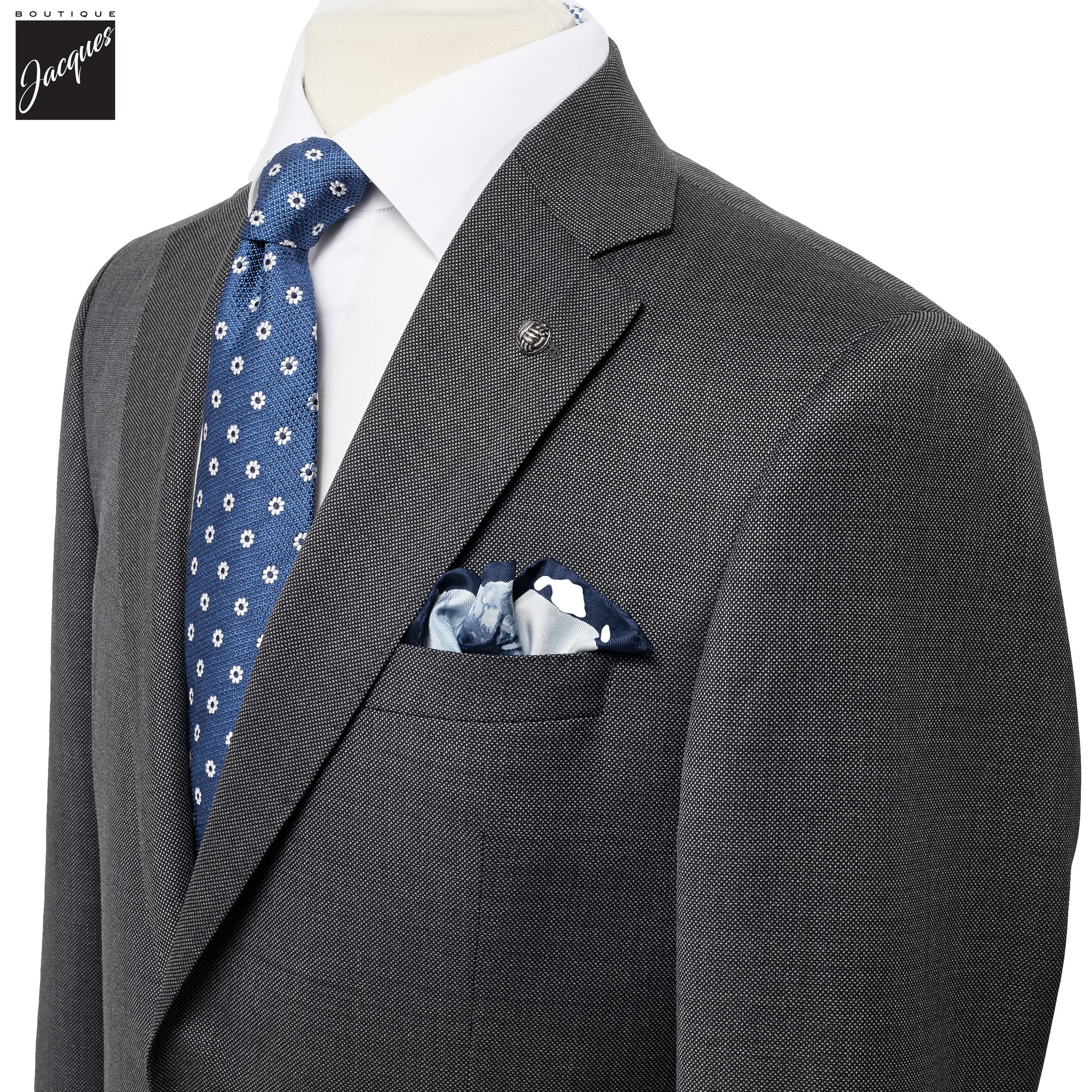Mid Gray Semi-Solid Nailhead Esprit Modern Fit Wool Suit - Jack Victor - Image 2
