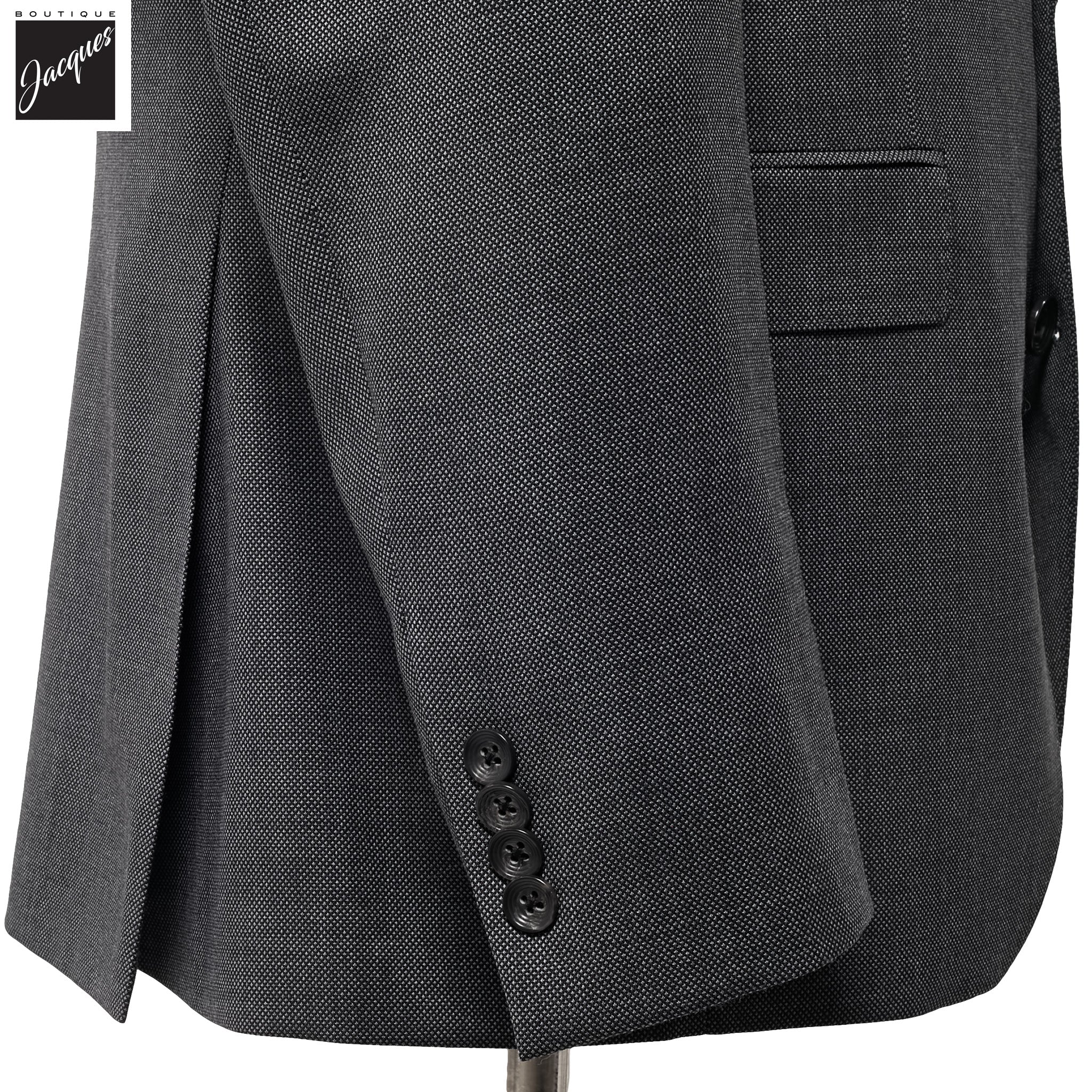 Mid Gray Semi-Solid Nailhead Esprit Modern Fit Wool Suit - Jack Victor - Image 3