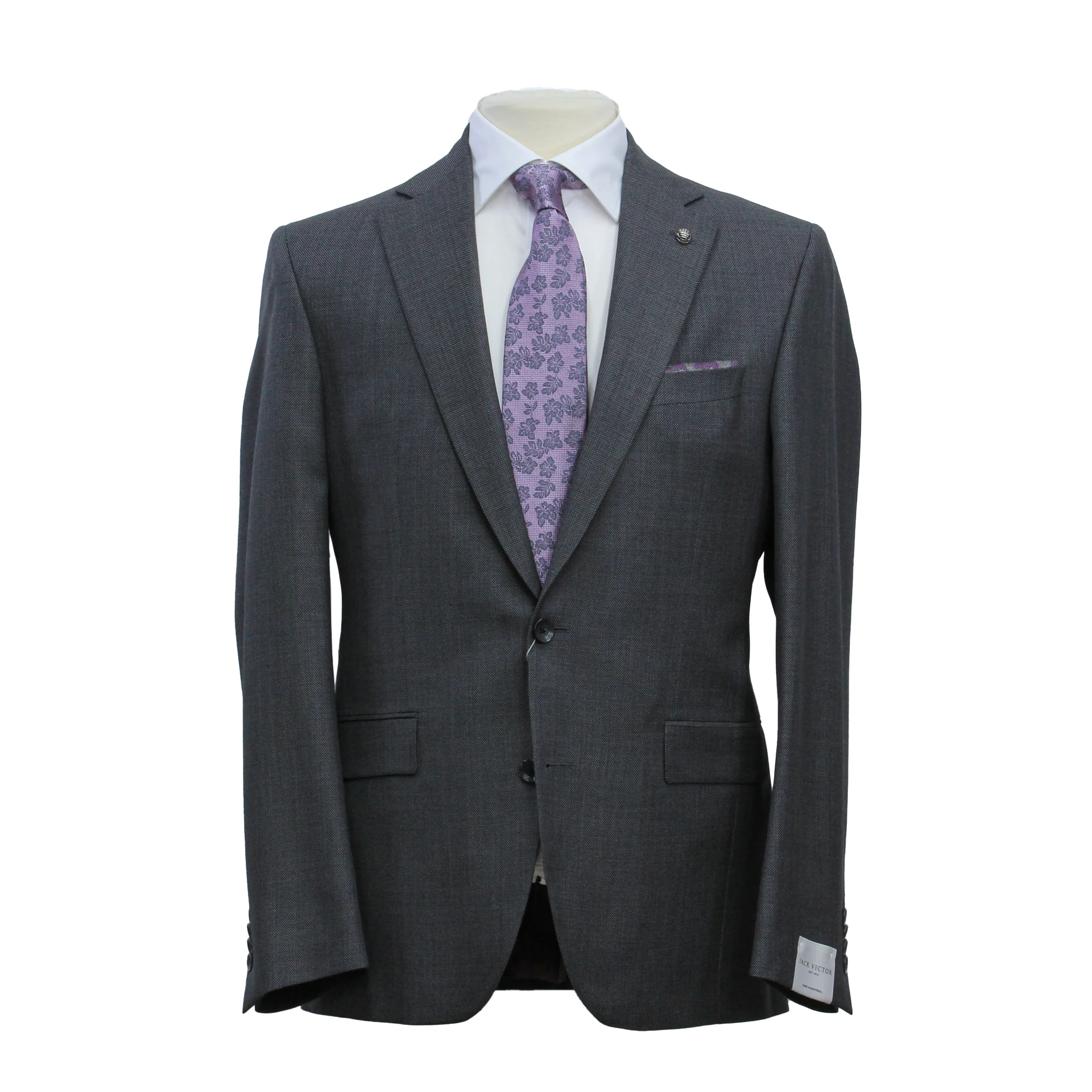 Mid Gray Semi-Solid Nailhead Esprit Modern Fit Wool Suit - Jack Victor - Image 4