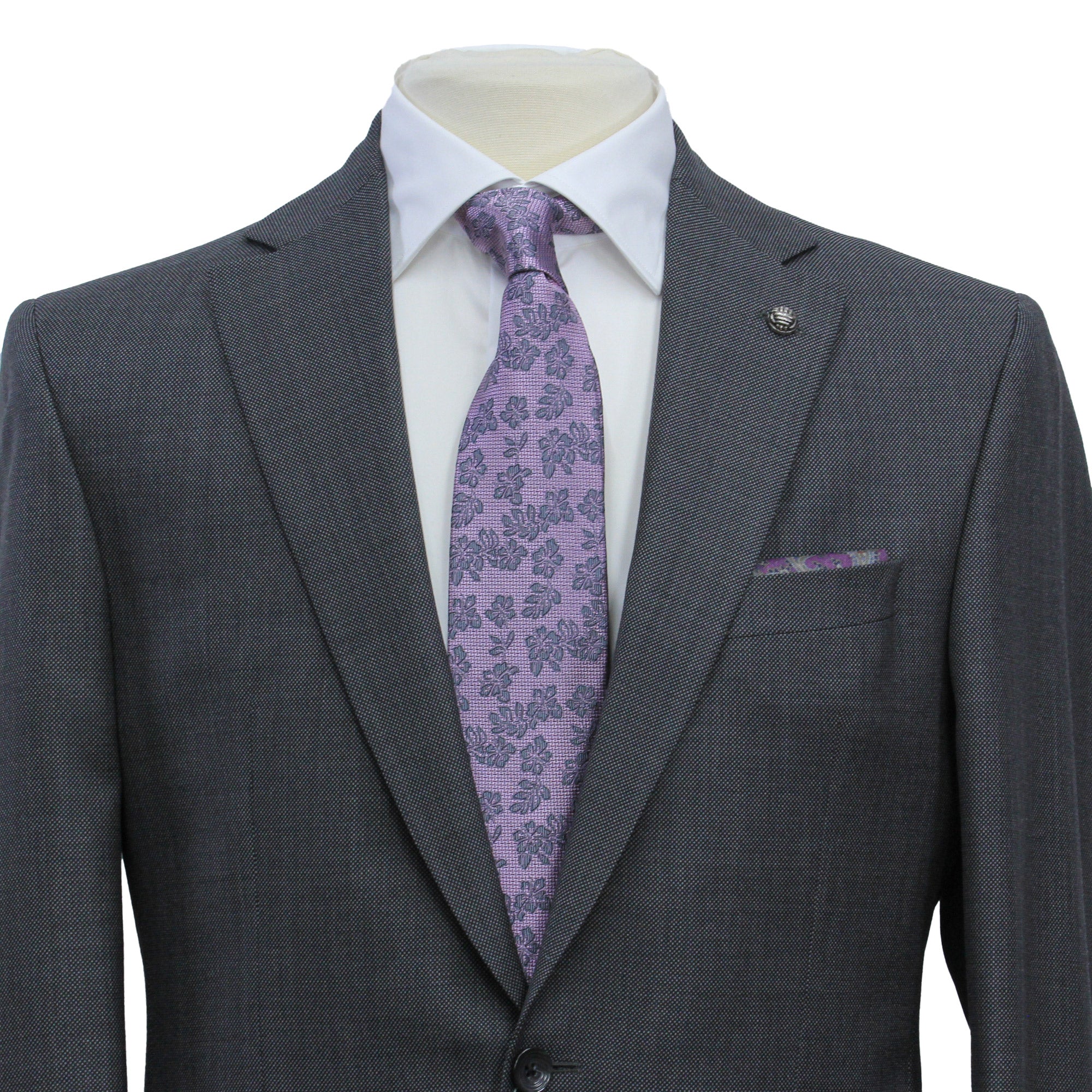 Mid Gray Semi-Solid Nailhead Esprit Modern Fit Wool Suit - Jack Victor - Image 5