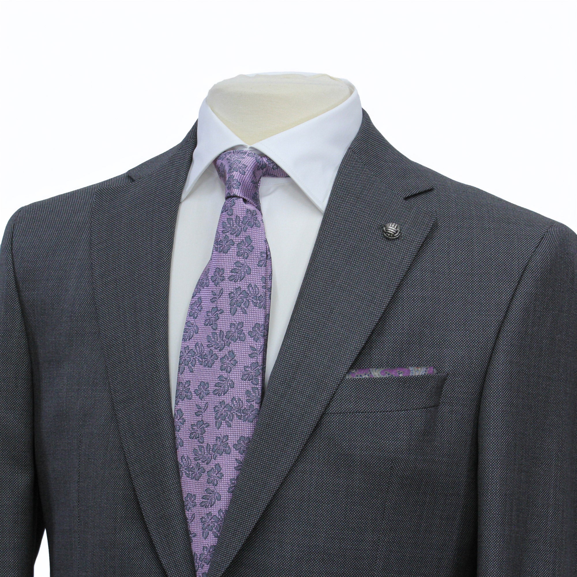 Mid Gray Semi-Solid Nailhead Esprit Modern Fit Wool Suit - Jack Victor - Image 6