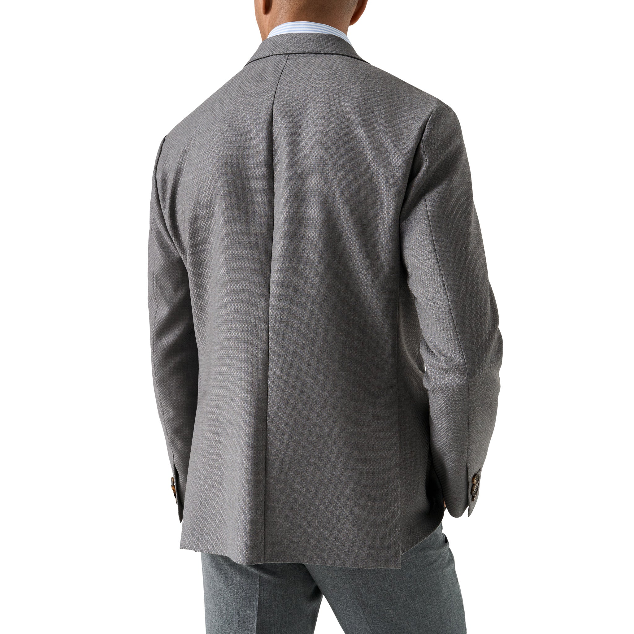 Mid Gray Wool Knit Hopsack Soft Jacket - ETON - Image 3