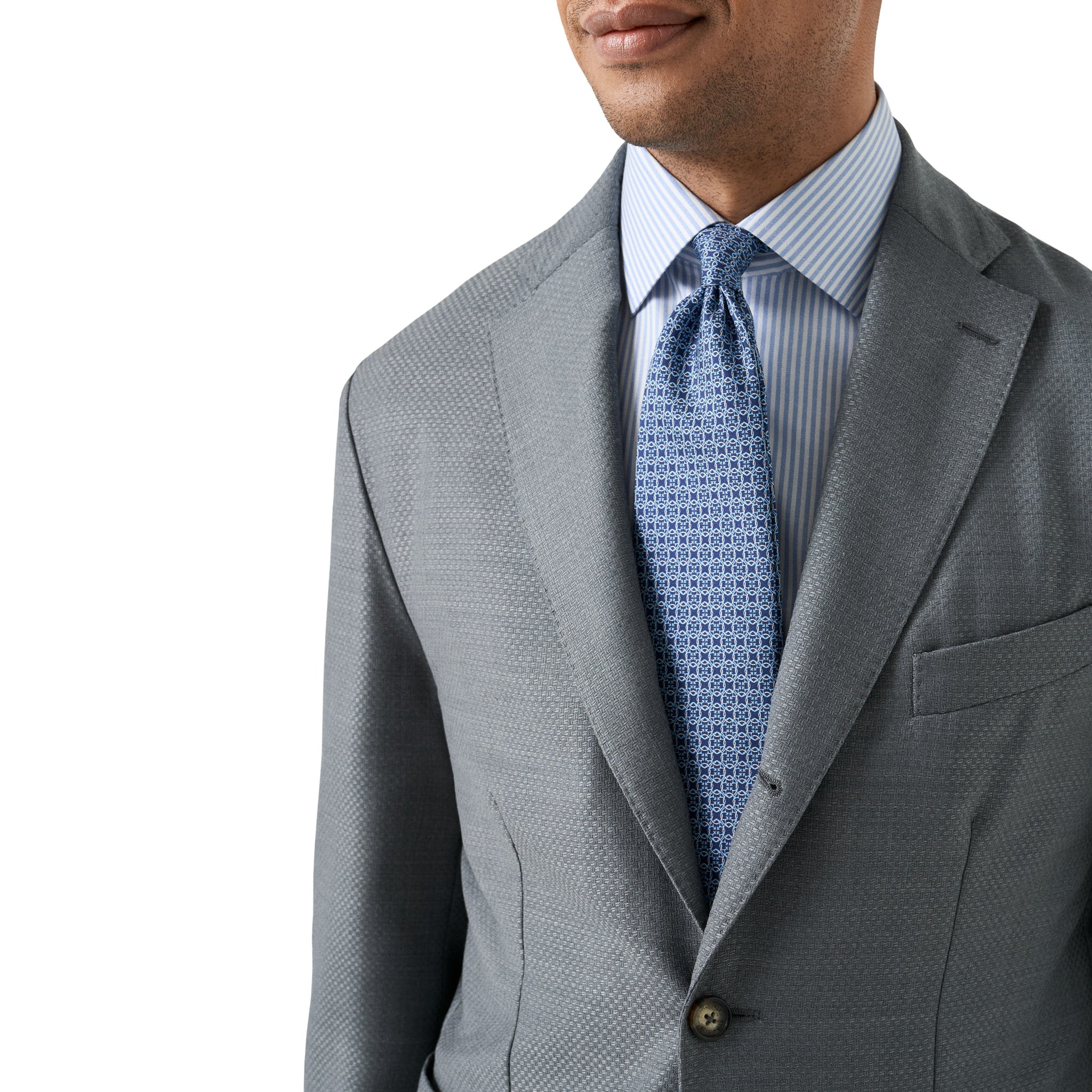 Mid Gray Wool Knit Hopsack Soft Jacket - ETON - Image 4