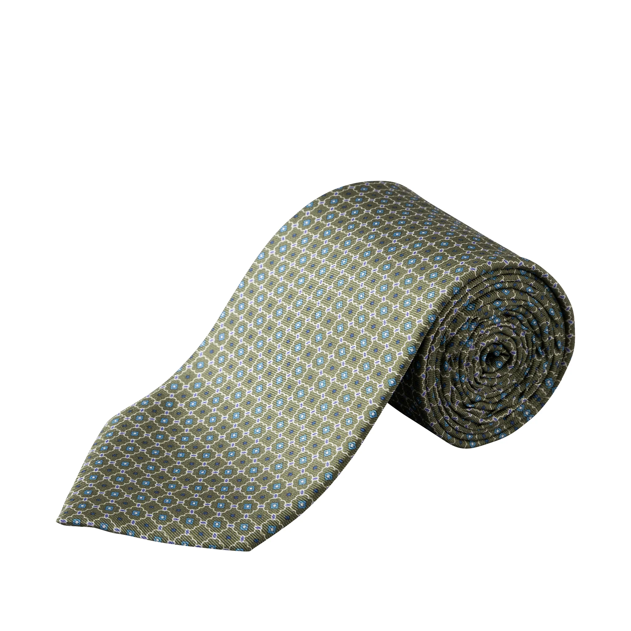 Mid Green Geometric Print Silk Tie - ETON - Image 3