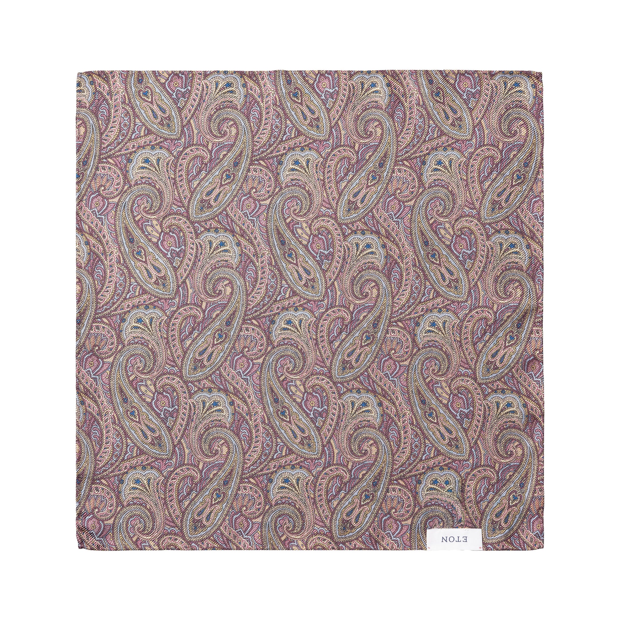Mid purple Double Print Silk Pocket Square - ETON - Image 3