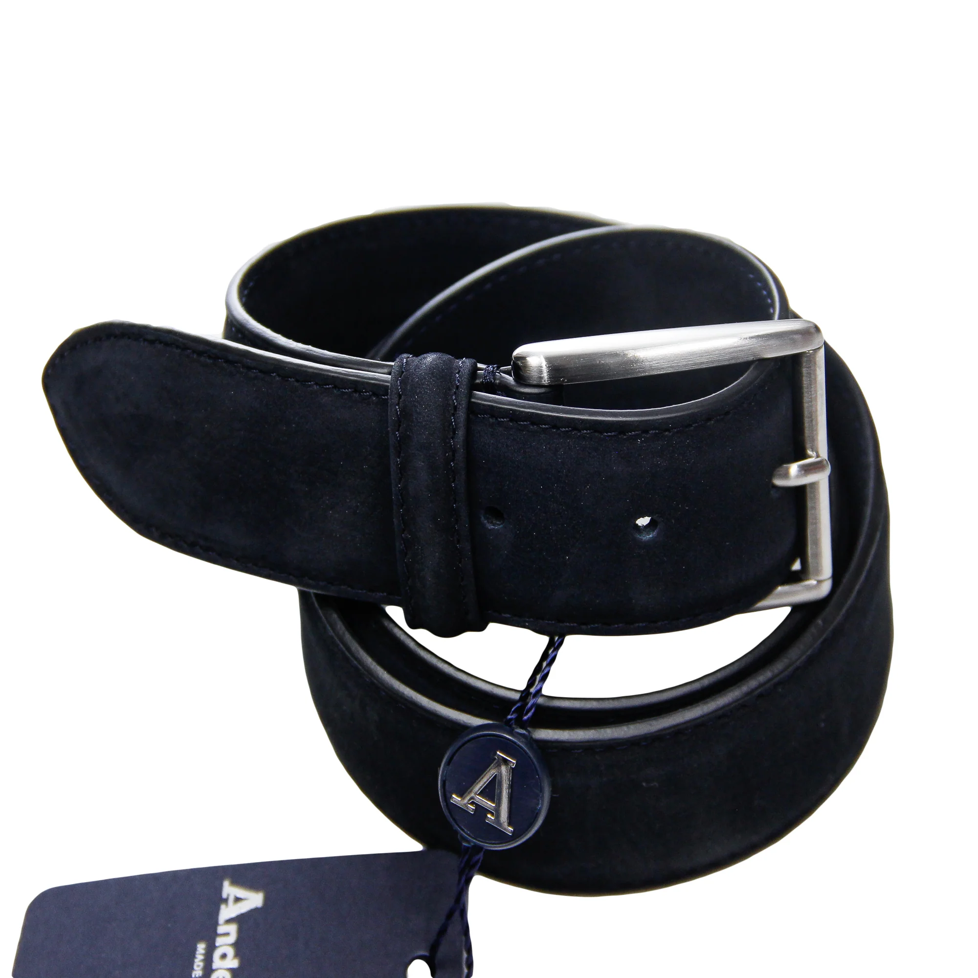Midnight Blue Nubuck Soft Suede Leather Belt - Anderson's - Image 3