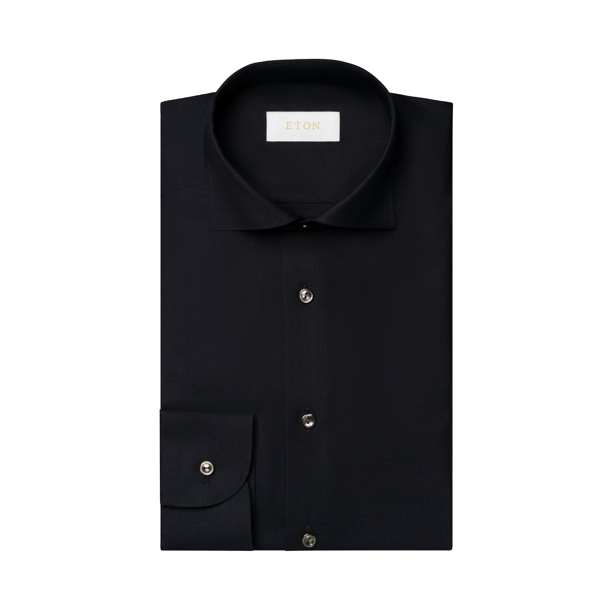 Midnight Blue Solid Merino Cashmere Slim Fit Shirt - ETON - Image 2