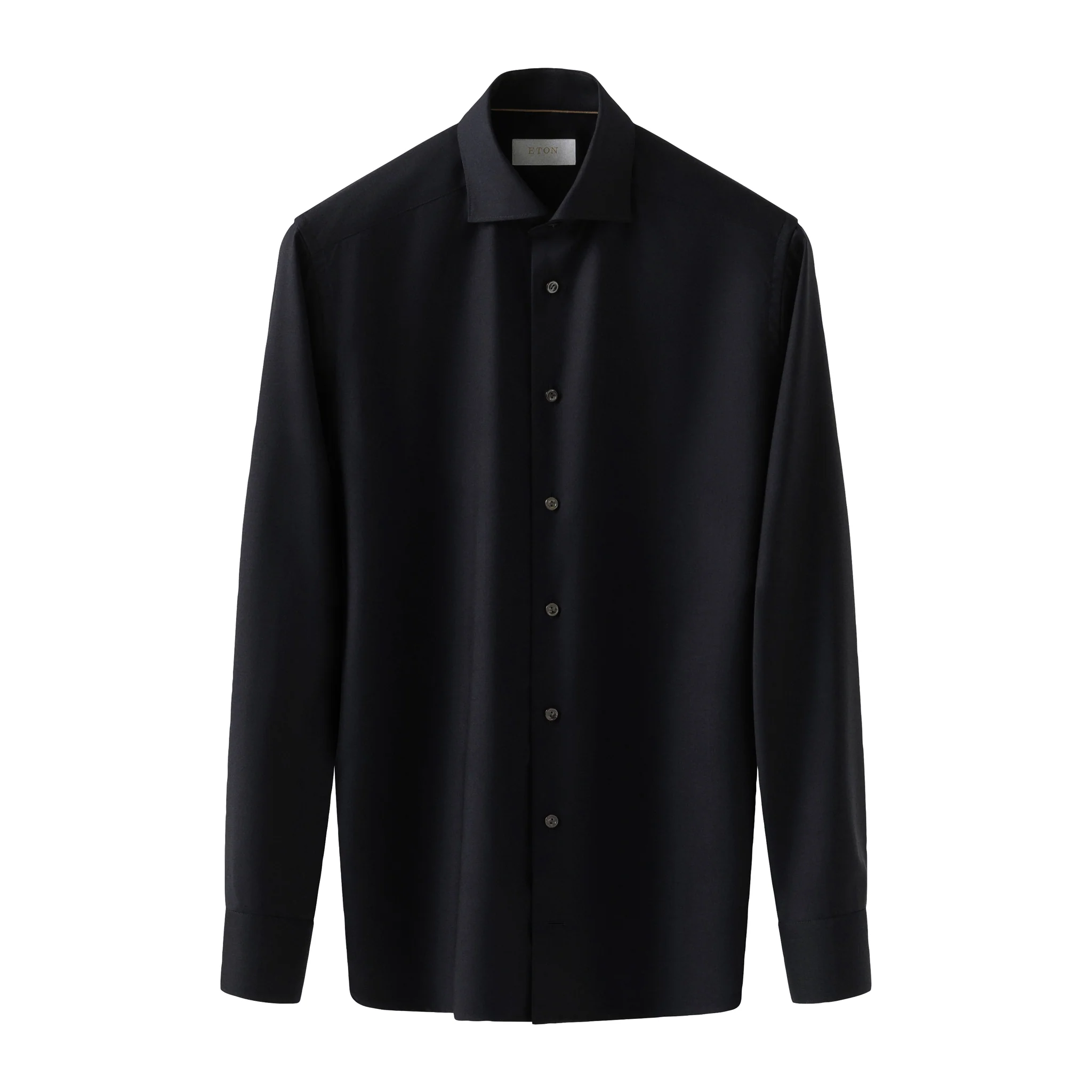 Midnight Blue Solid Merino Cashmere Slim Fit Shirt - ETON - Image 4