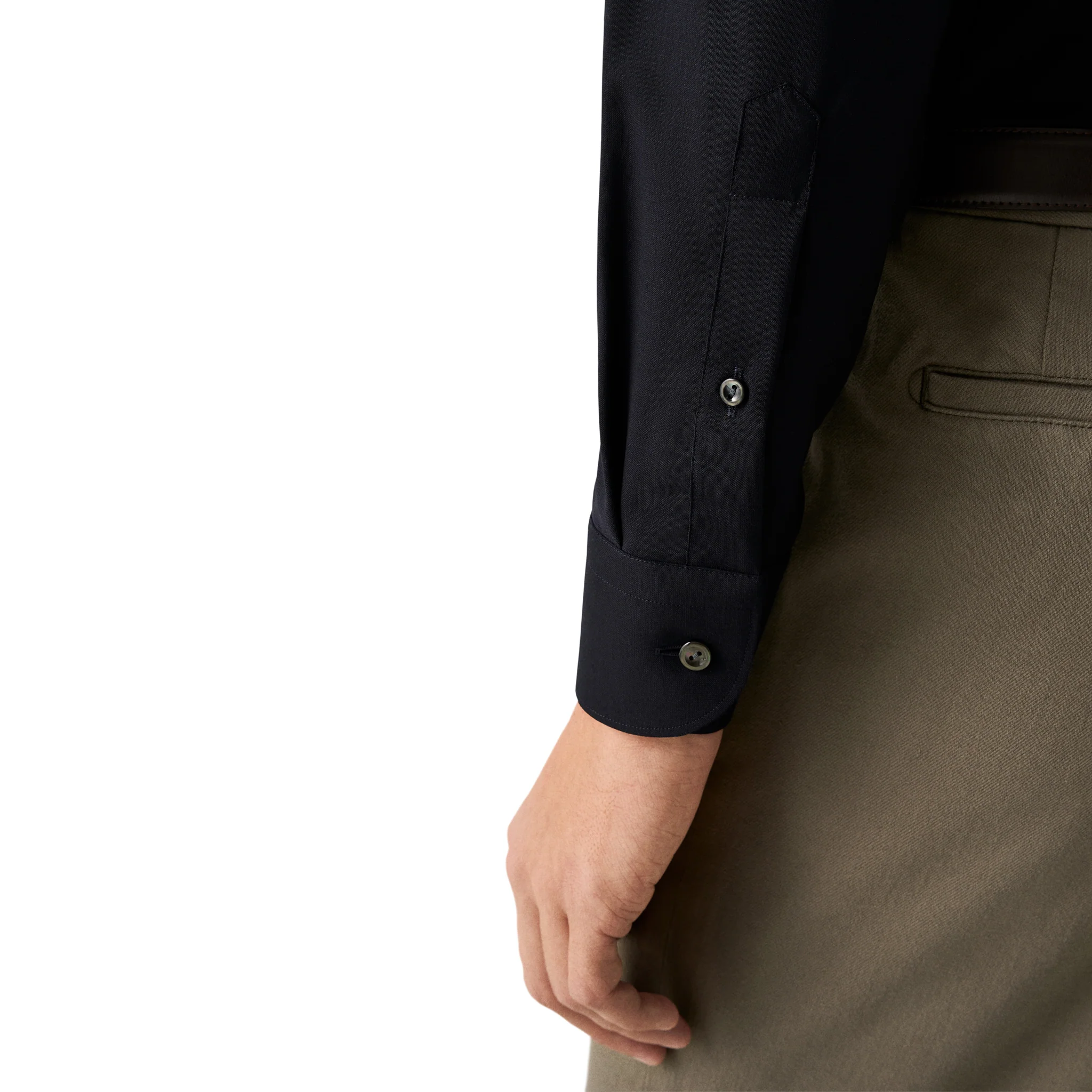 Midnight Blue Solid Merino Cashmere Slim Fit Shirt - ETON - Image 7