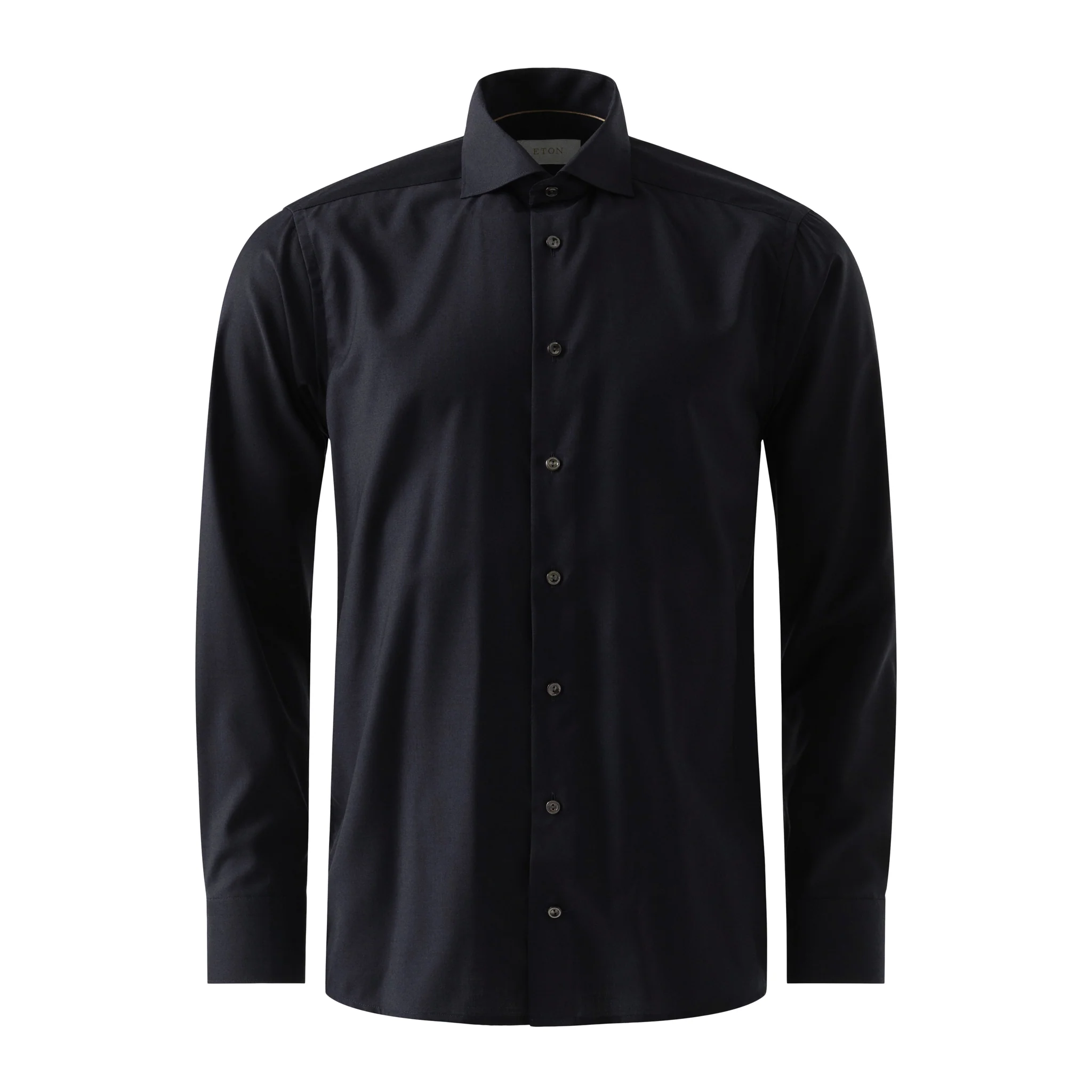 Midnight Blue Solid Merino Cashmere Slim Fit Shirt - ETON - Image 8