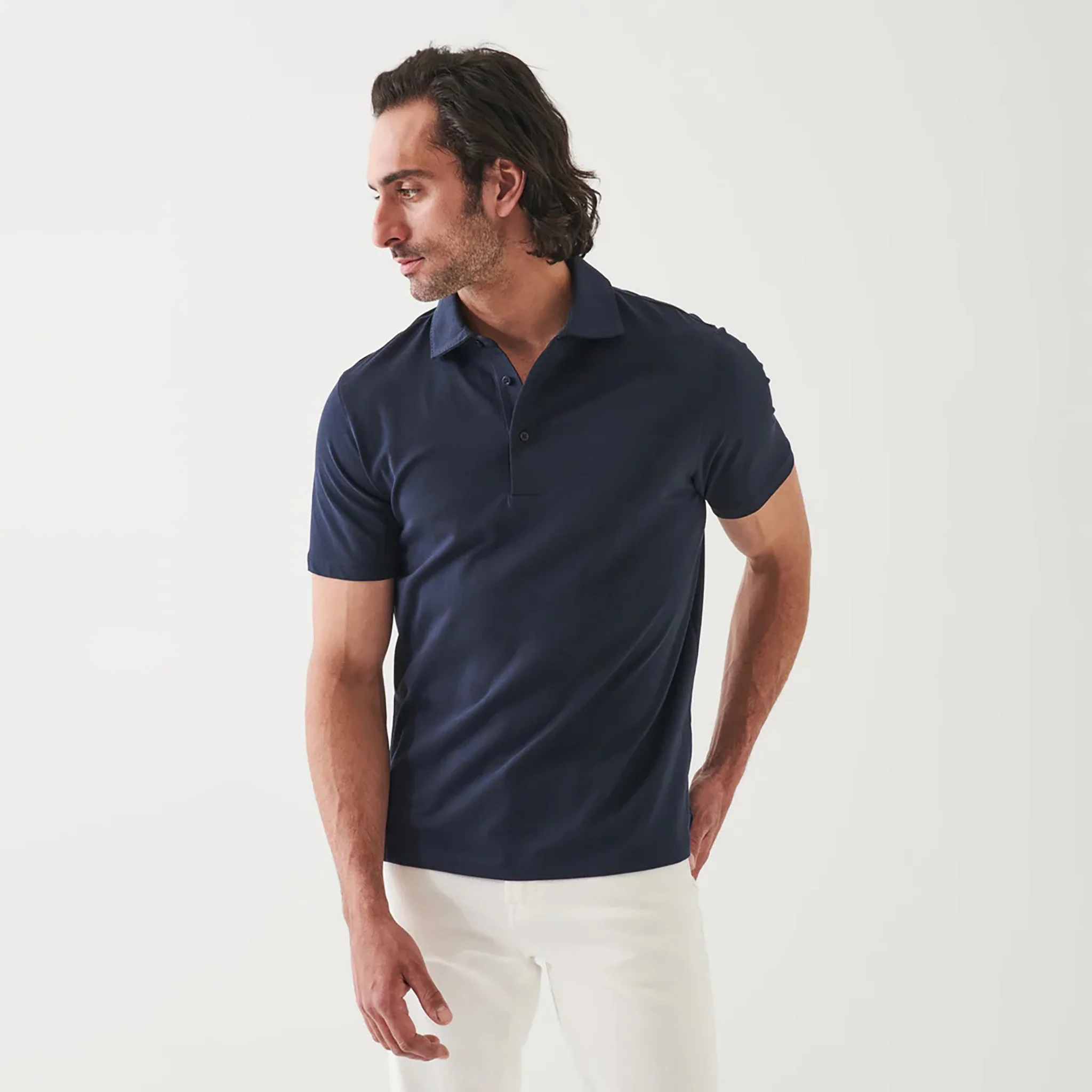 Midnight Iconic Pima Cotton Stretch Short Sleeve Polo - Patrick Assaraf - Image 3