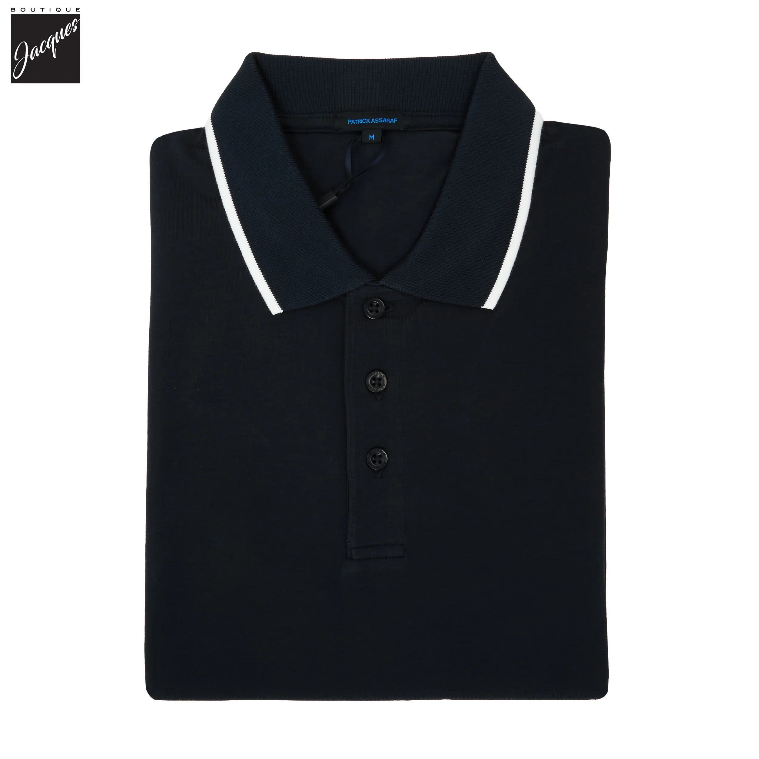 Midnight Tipped Iconic Pima Cotton Stretch Button Polo Shirt - Patrick Assaraf - Image 2