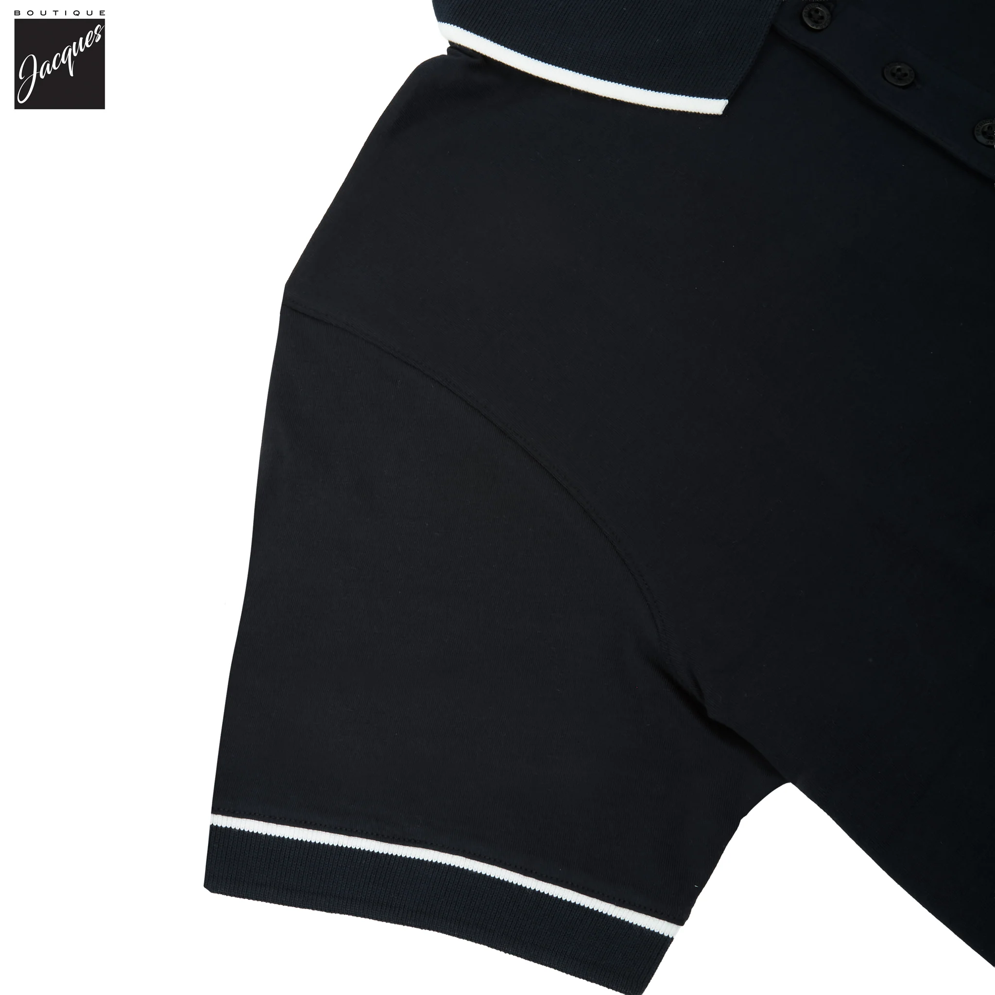 Midnight Tipped Iconic Pima Cotton Stretch Button Polo Shirt - Patrick Assaraf - Image 4