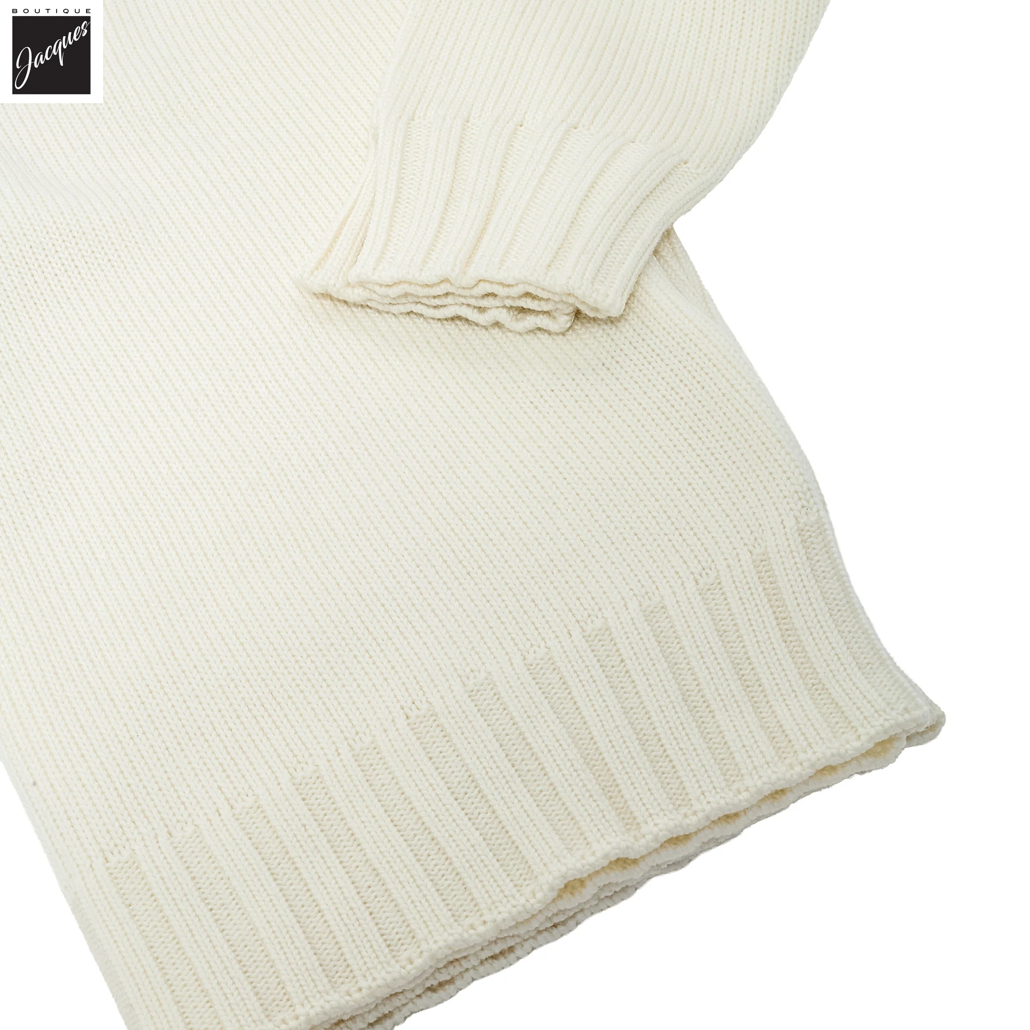 Milk Latte Extrafine Wool Half-Zip Sweater - FILIPPO DE LAURENTIIS - Image 3