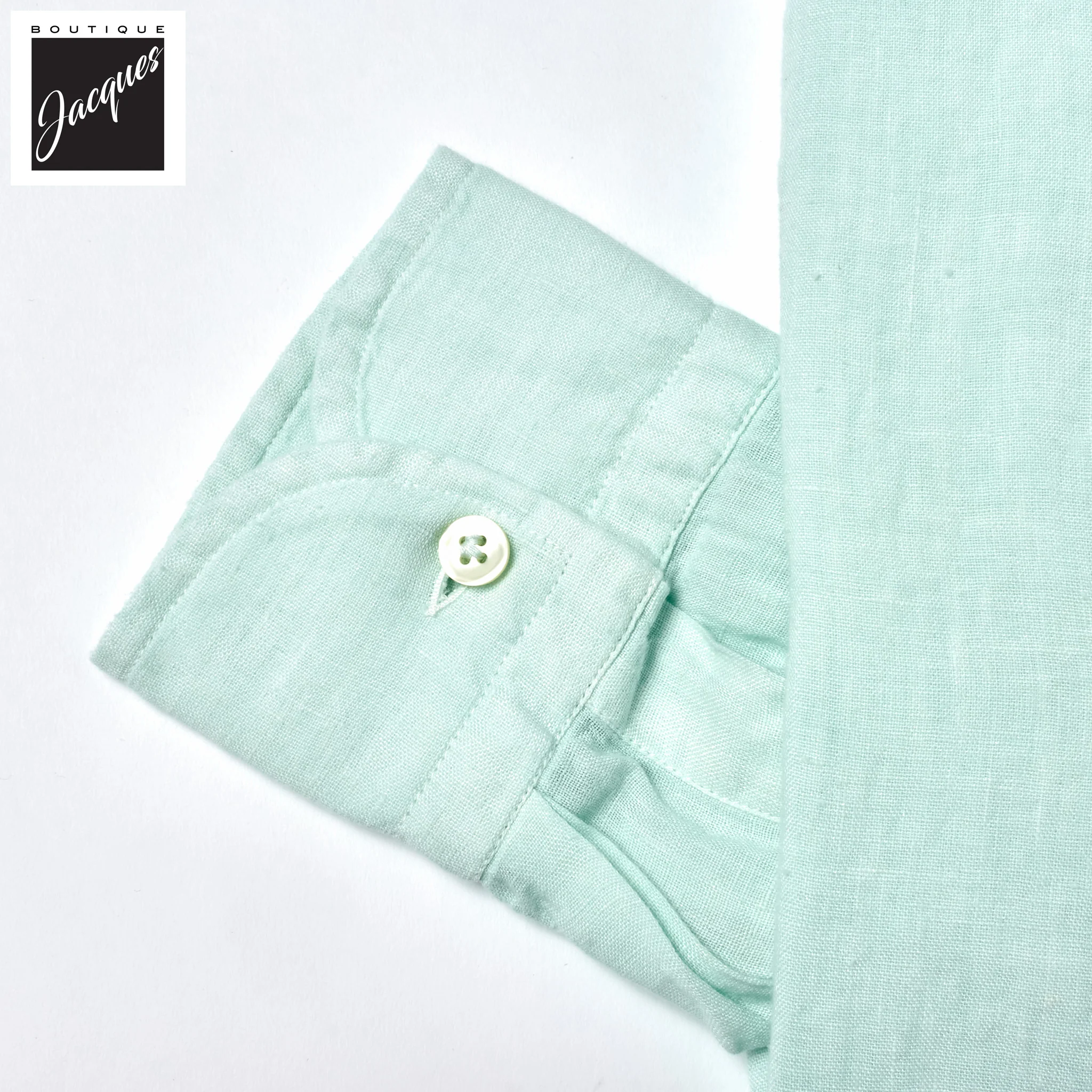Mint Green Linen Modern Fit Casual Shirt - SONRISA - Image 3