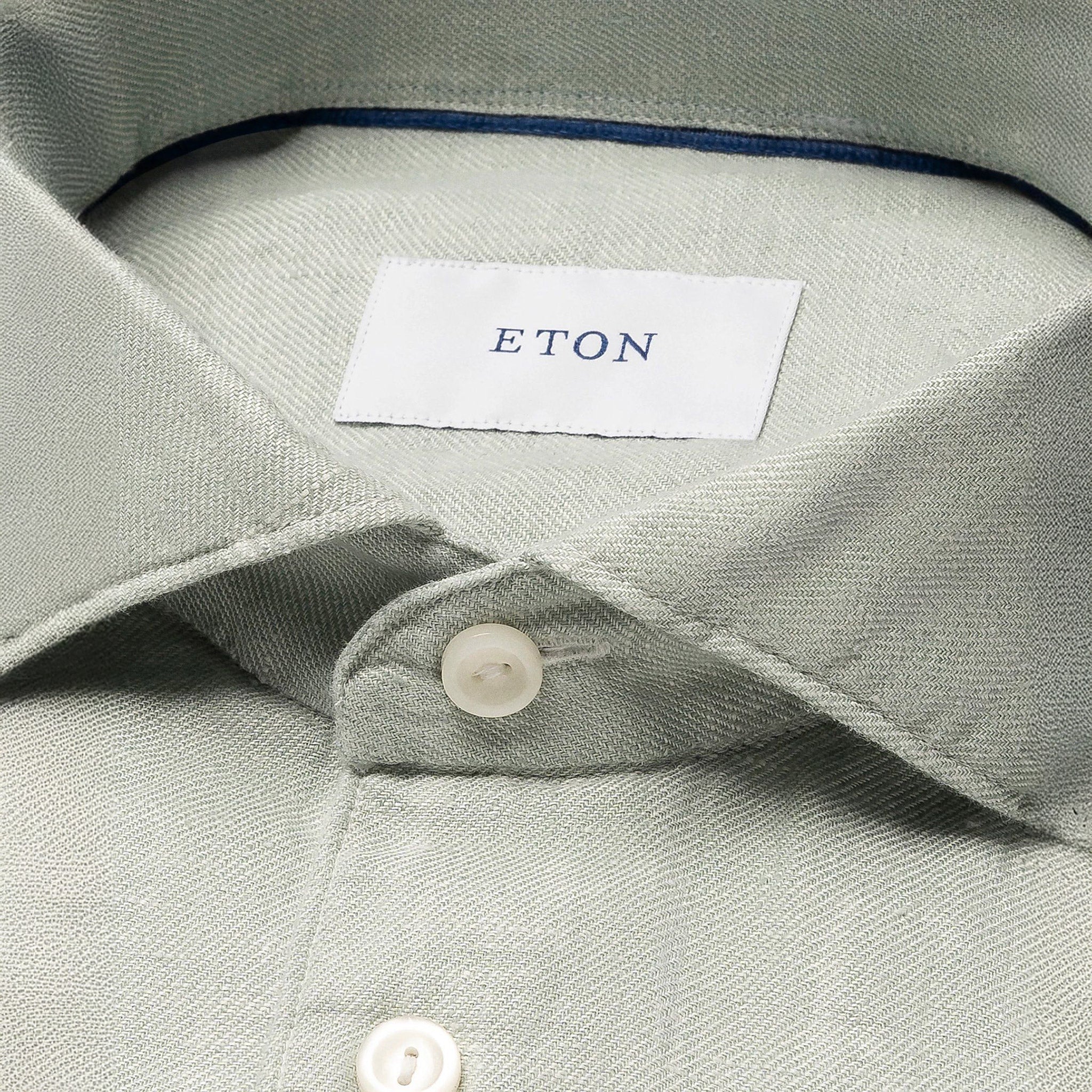 Mint Green Solid Linen Twill Slim Fit Casual Shirt - ETON - Image 2