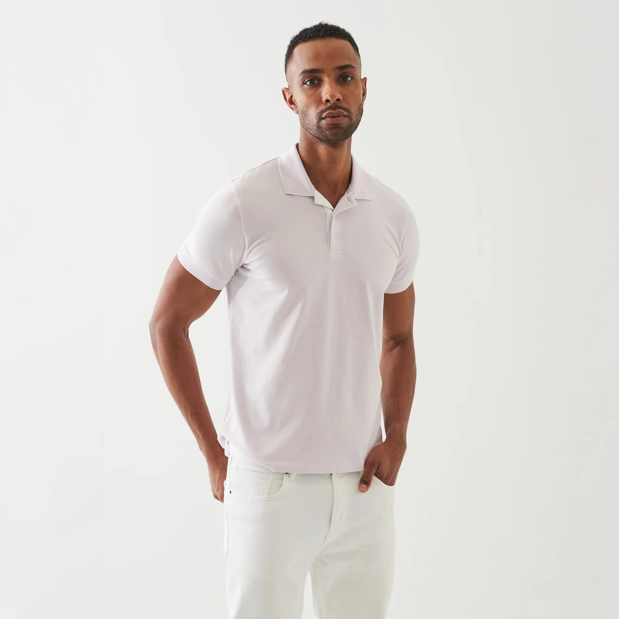 Misty Rose Contrast Placket Iconic Pima Cotton Stretch Polo Shirt - Patrick Assaraf - Image 2