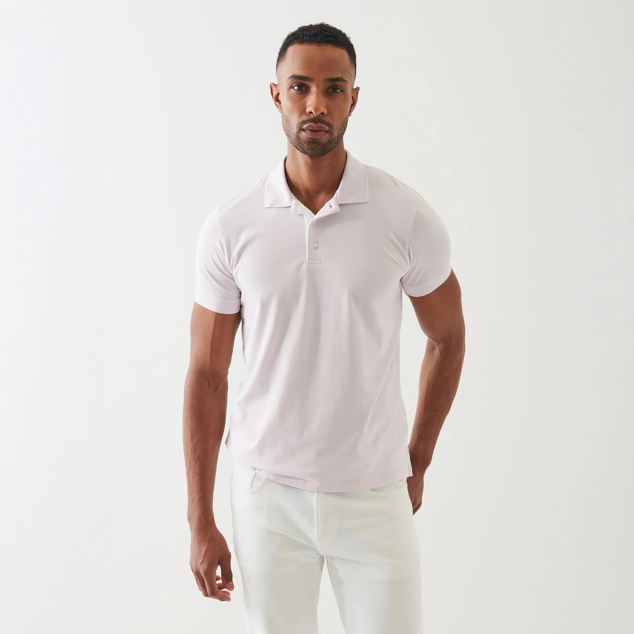Misty Rose Contrast Placket Iconic Pima Cotton Stretch Polo Shirt - Patrick Assaraf - Image 3
