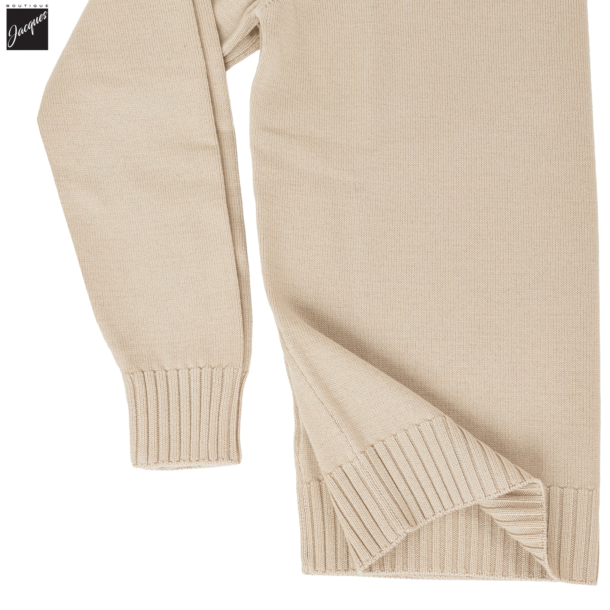Natural Beige Extrafine Wool Crewneck Sweater - FILIPPO DE LAURENTIIS - Image 4