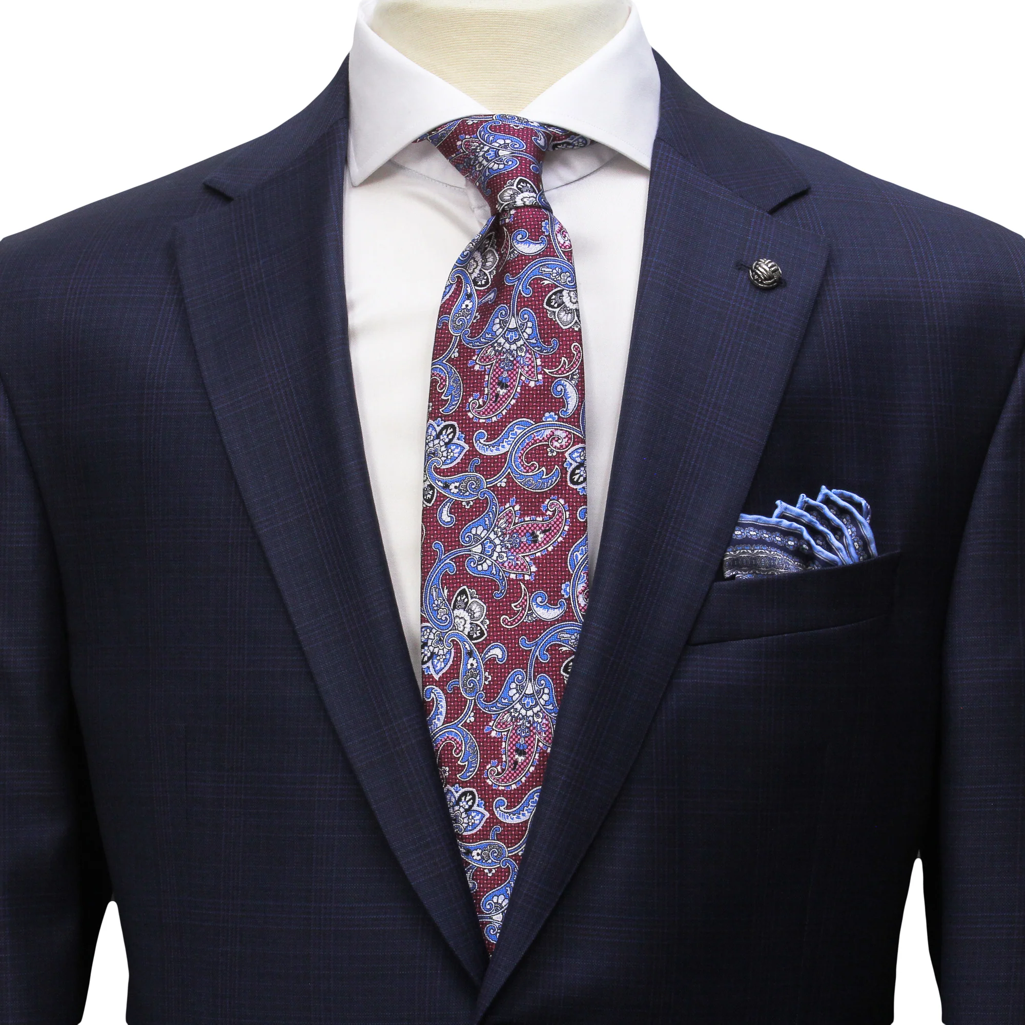 Navy Blue Check Wool Napoli Classic Fit Suit - Jack Victor - Image 6