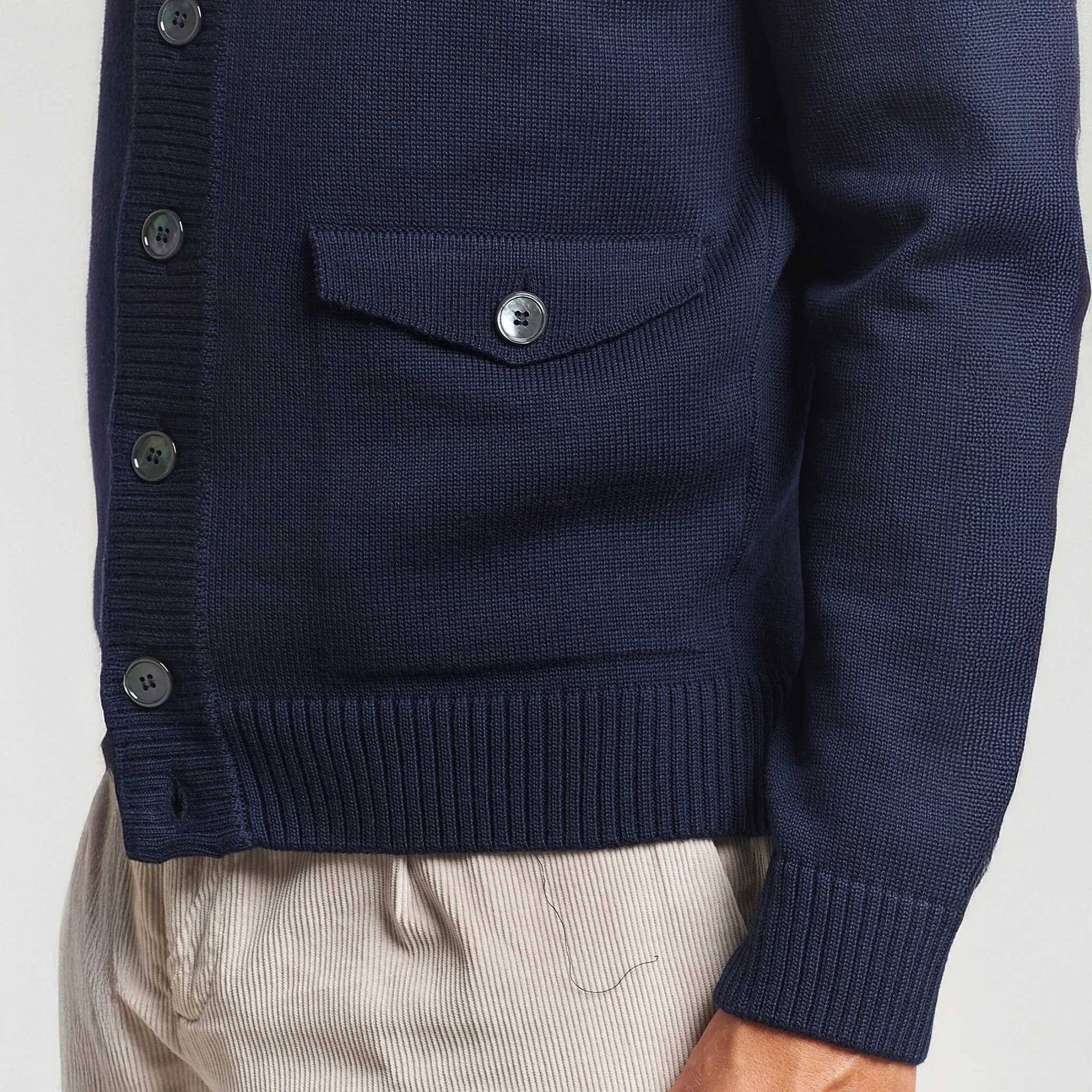 Navy Blue Chunky Merino Wool Cardigan - Stenstroms - Image 10