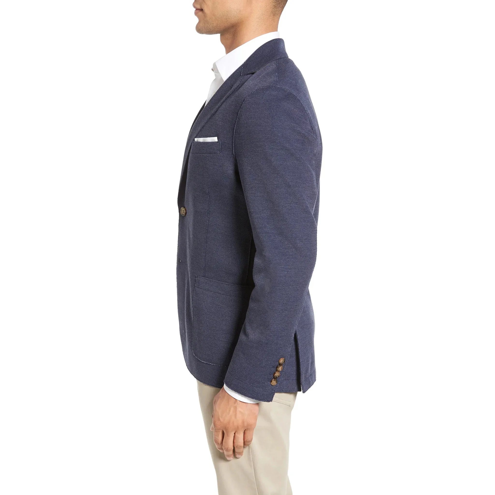 Navy Blue Cotton Stretch Contemporary Sport Jacket - ELEVENTY - Image 10
