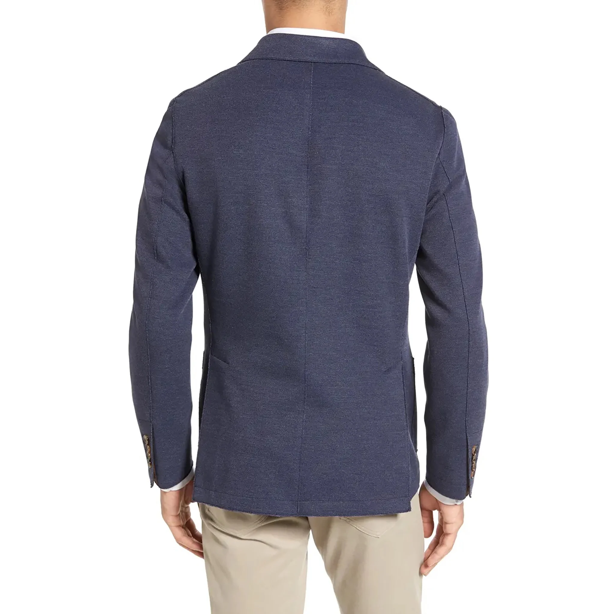 Navy Blue Cotton Stretch Contemporary Sport Jacket - ELEVENTY - Image 4