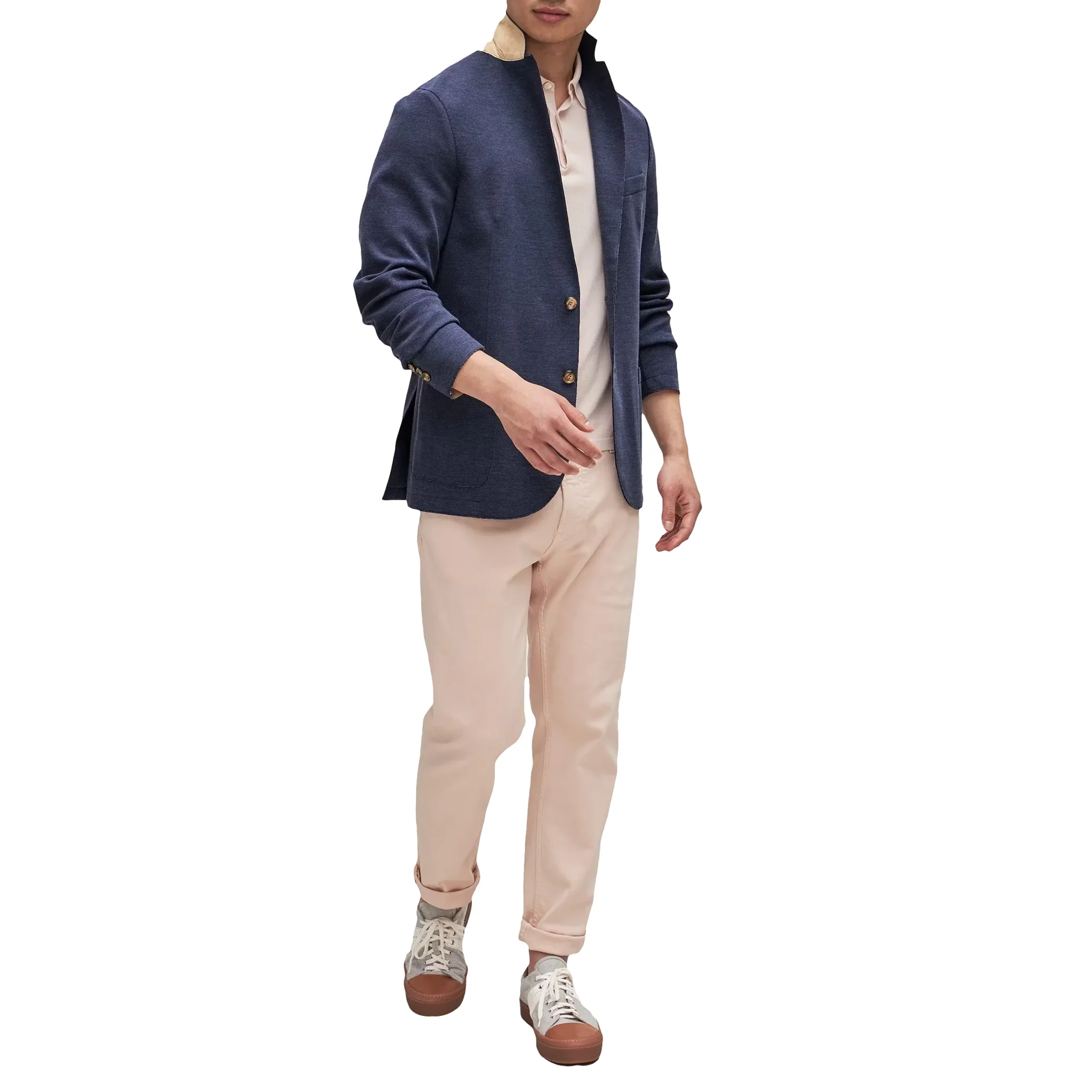 Navy Blue Cotton Stretch Contemporary Sport Jacket - ELEVENTY - Image 5