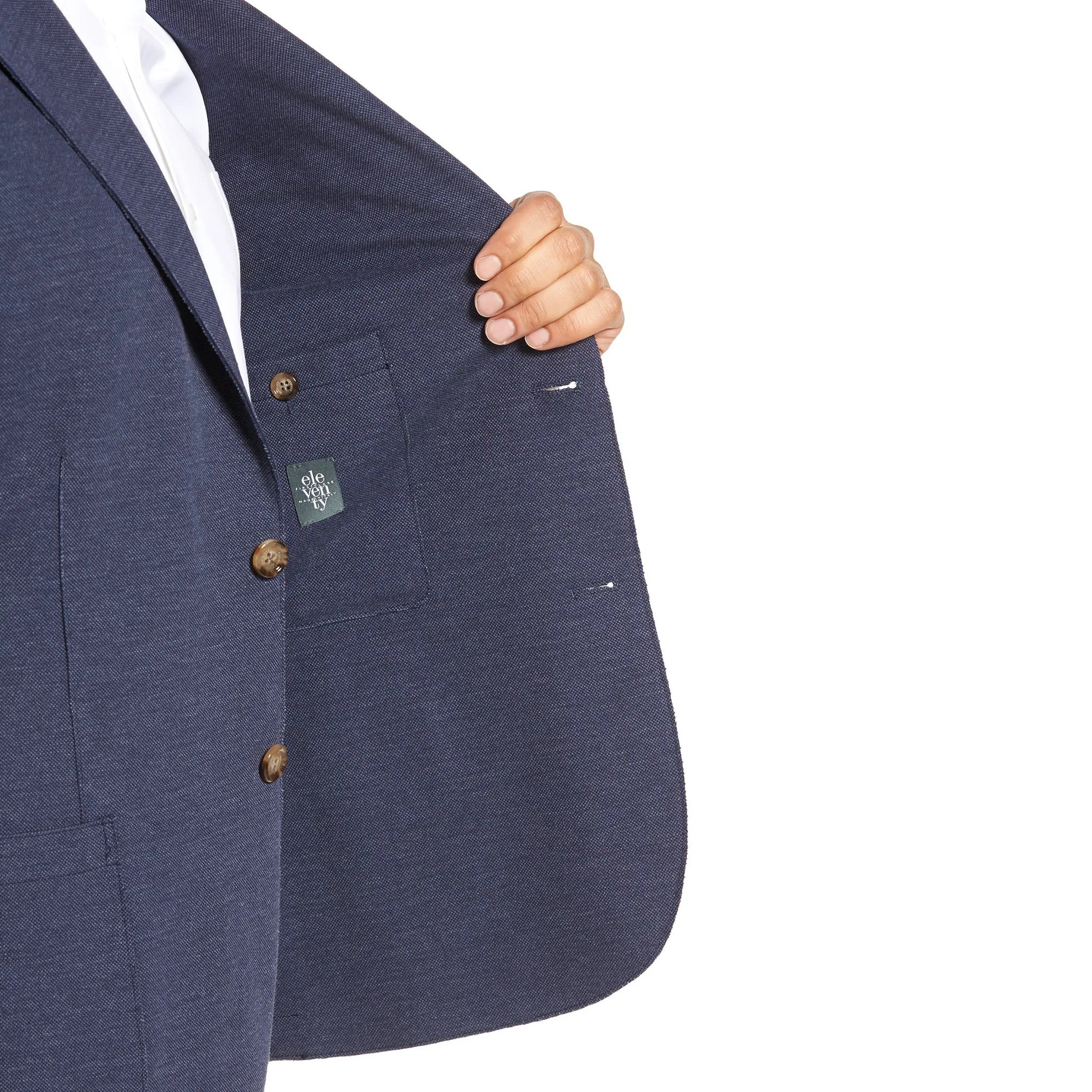 Navy Blue Cotton Stretch Contemporary Sport Jacket - ELEVENTY - Image 9