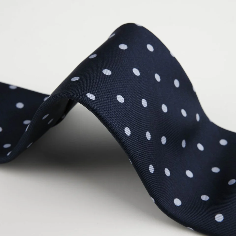 Navy Blue Dotted Silk Tie - Stenströms - Image 4