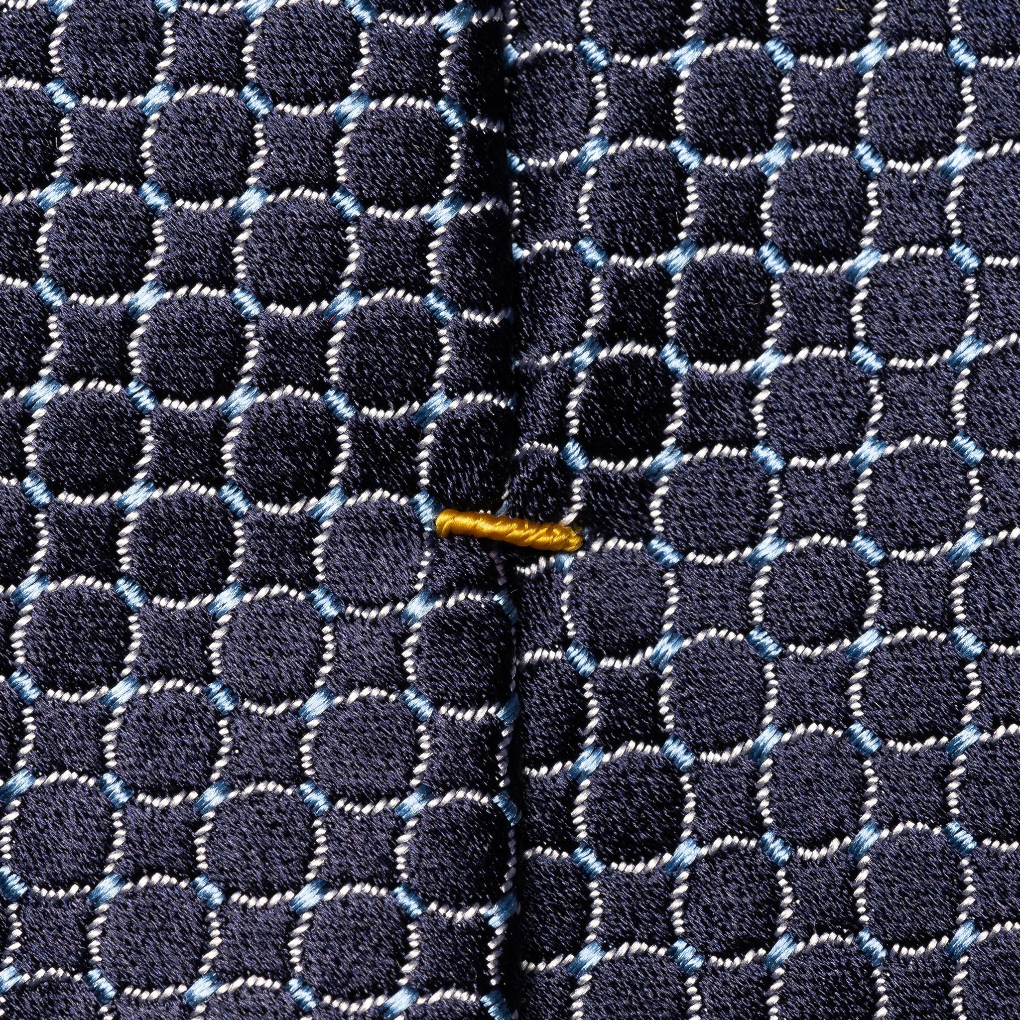 Navy Blue Geometric Pattern Silk Tie - ETON - Image 3