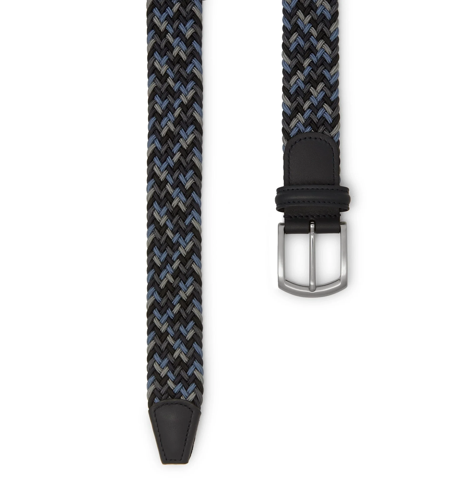 Blue Grey Woven Elastic Belt - Anderson's - Image 3