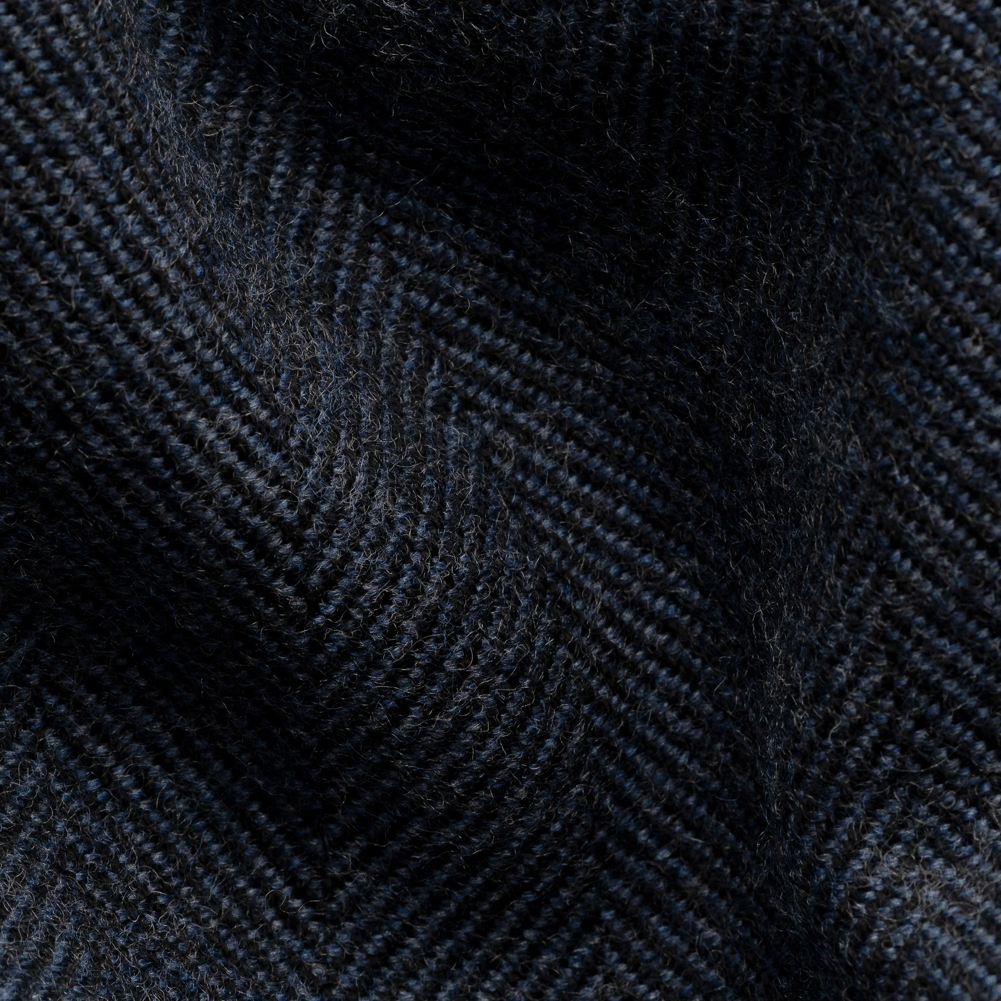 Navy Blue Herringbone Merino Wool Scarf - ETON - Image 3