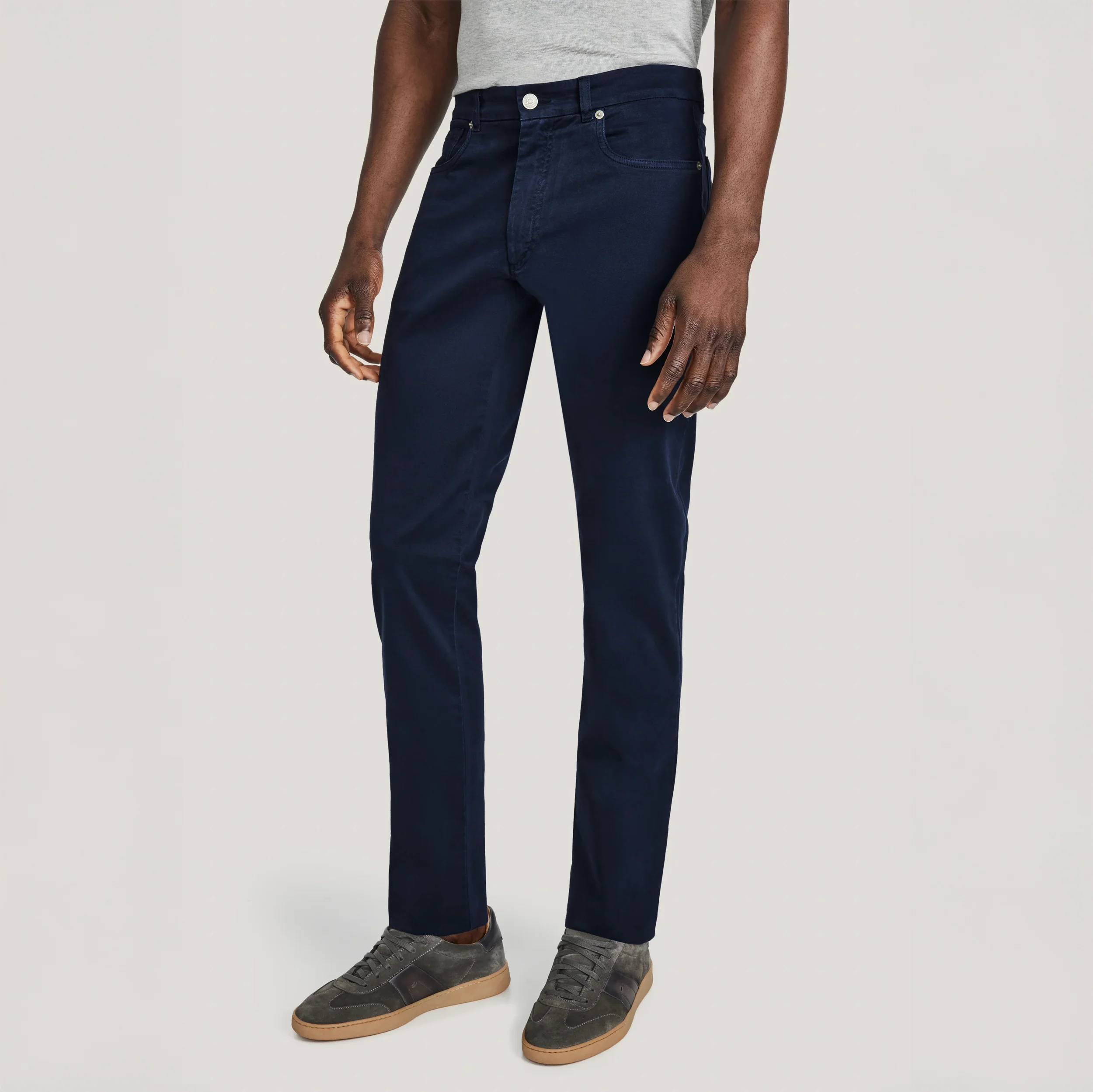 Navy Blue Jackie Brushed Cotton Modern Fit Five Pocket Pants - Jack Victor - Image 2