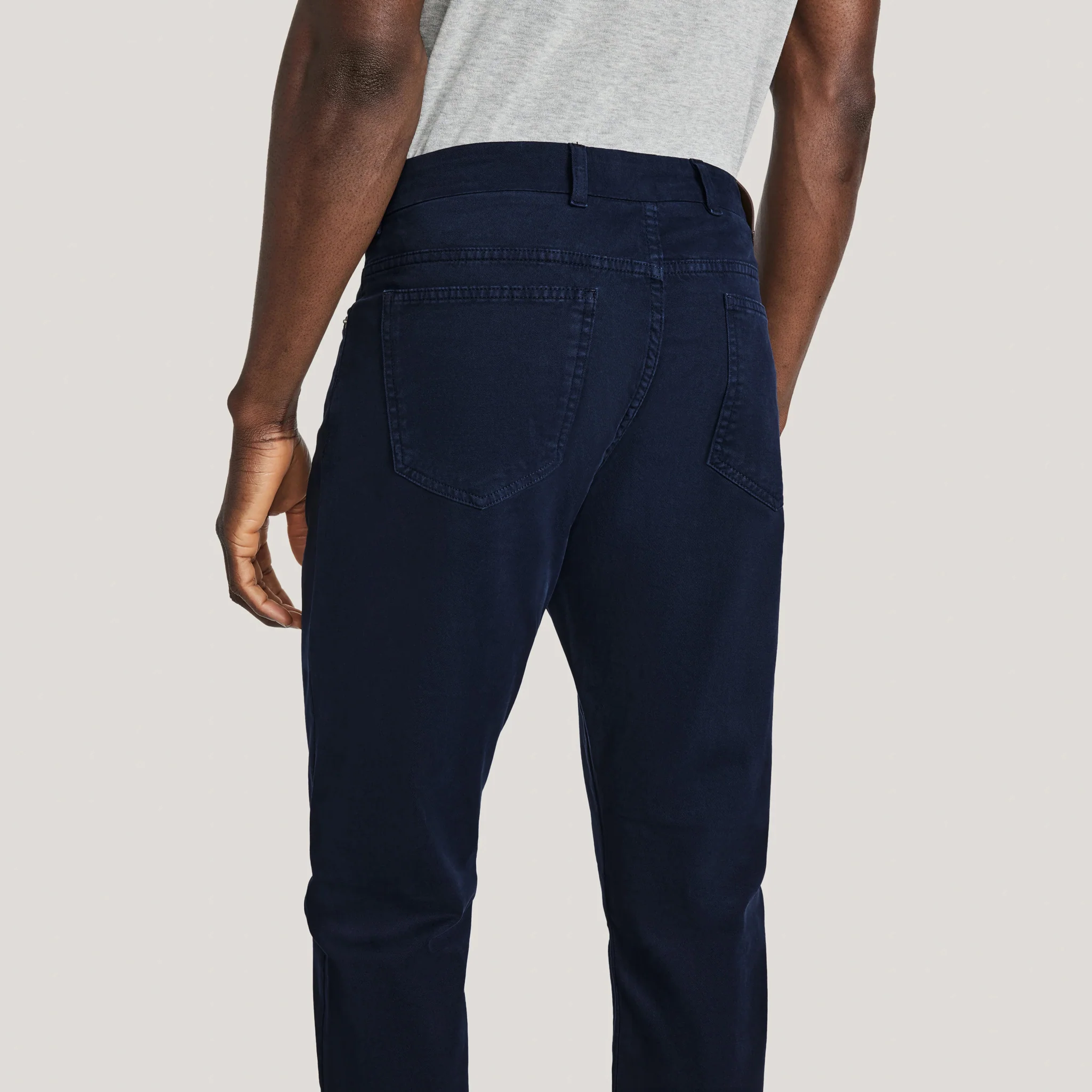Navy Blue Jackie Brushed Cotton Modern Fit Five Pocket Pants - Jack Victor - Image 3