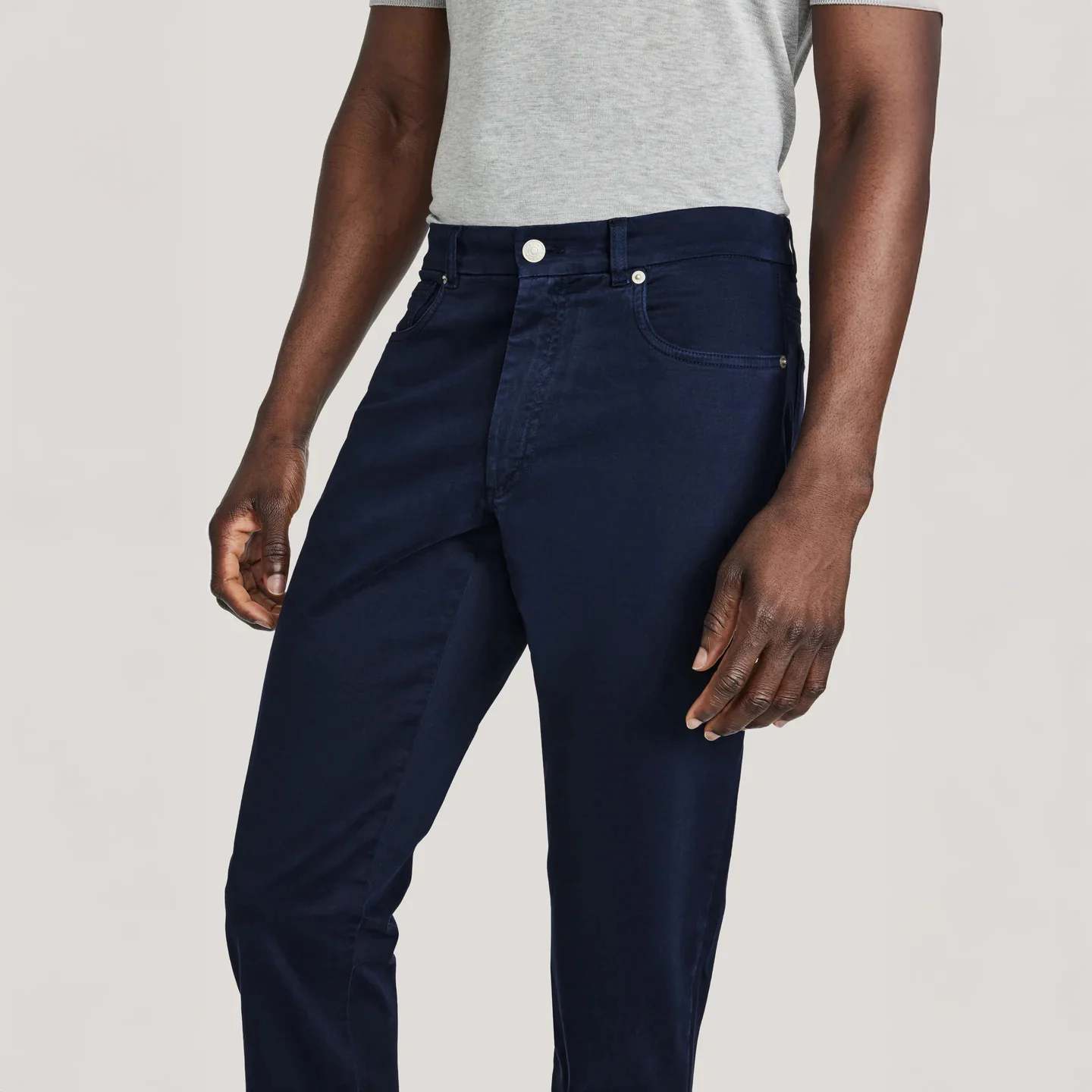 Navy Blue Jackie Brushed Cotton Modern Fit Five Pocket Pants - Jack Victor - Image 4