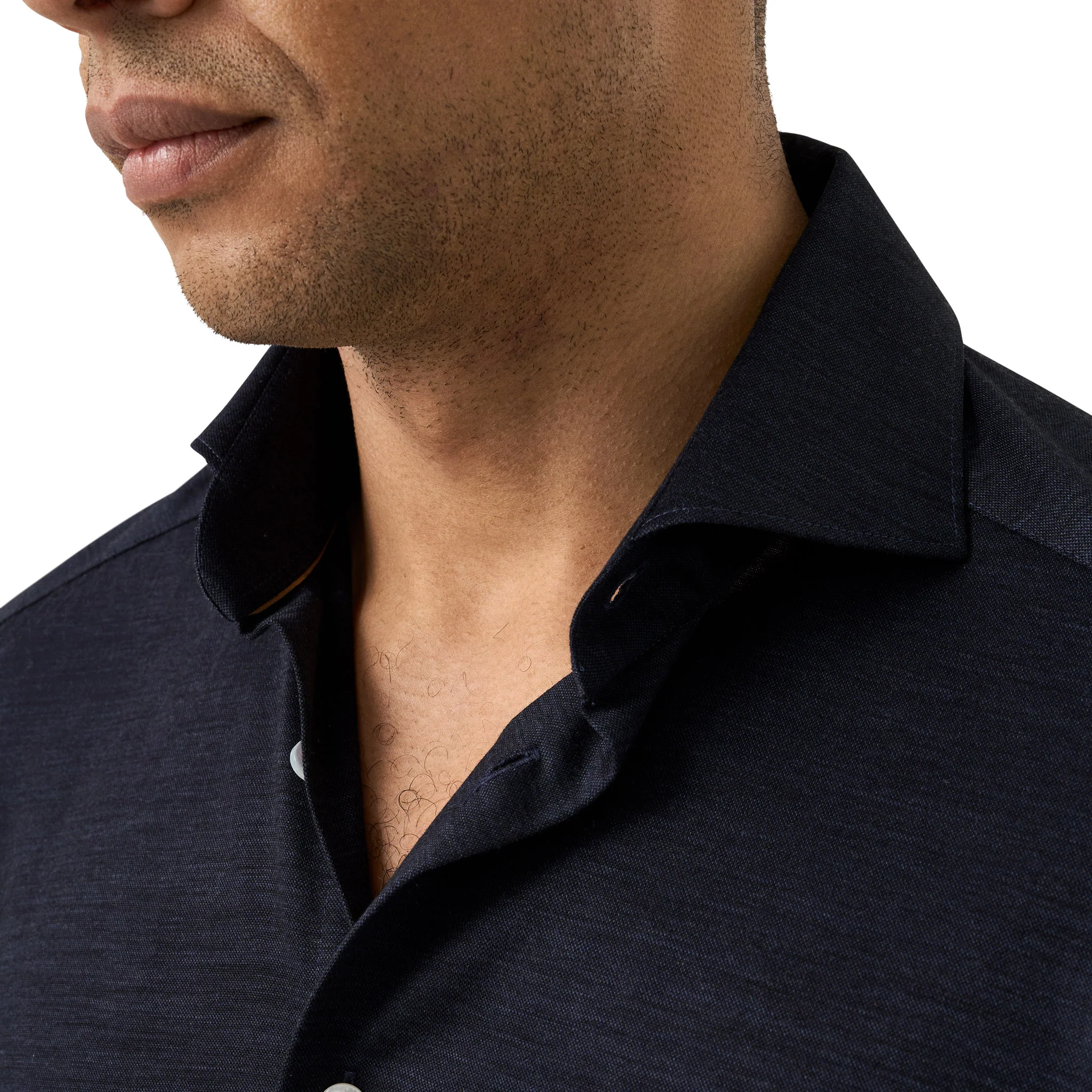 Navy Blue Knitted Merino-Lyocell Contemporary Fit Casual Shirt - ETON - Image 3