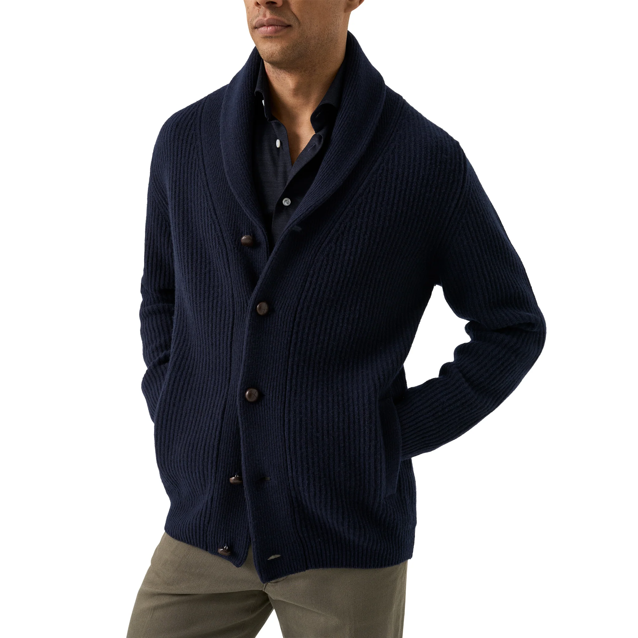 Navy Blue Knitted Merino-Lyocell Contemporary Fit Casual Shirt - ETON - Image 6