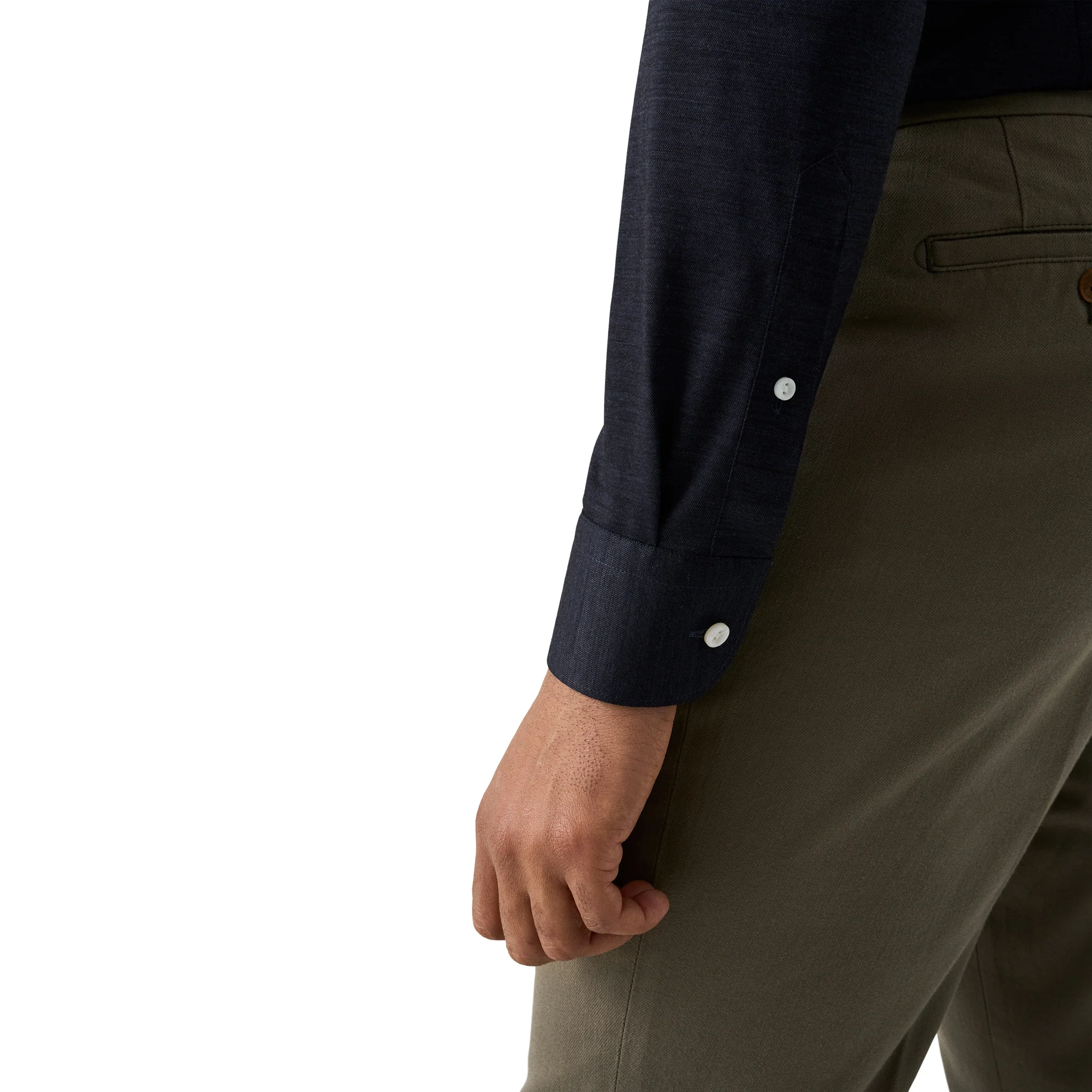 Navy Blue Knitted Merino-Lyocell Slim Fit Casual Shirt - ETON - Image 5