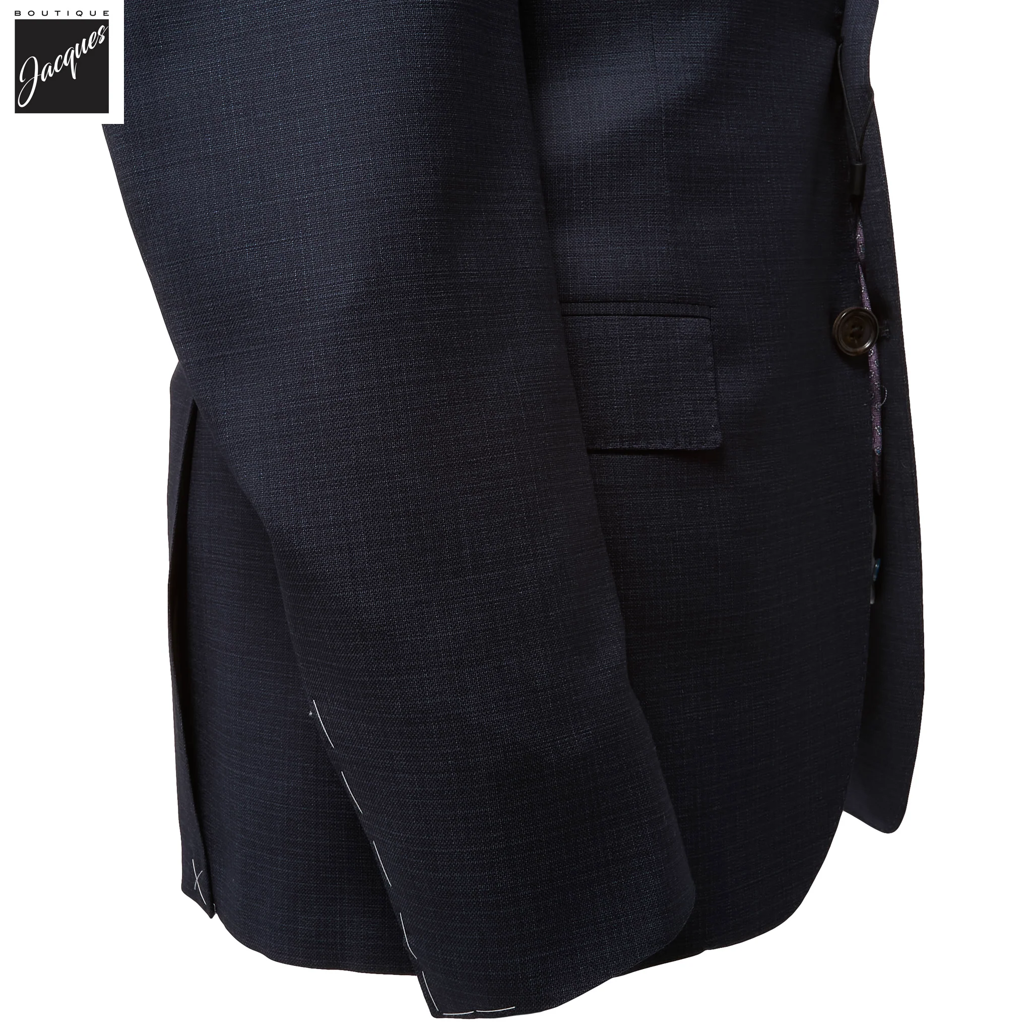 Navy Blue Microcheck Wool-Stretch Modern Fit Suit - Corneliani - Image 3