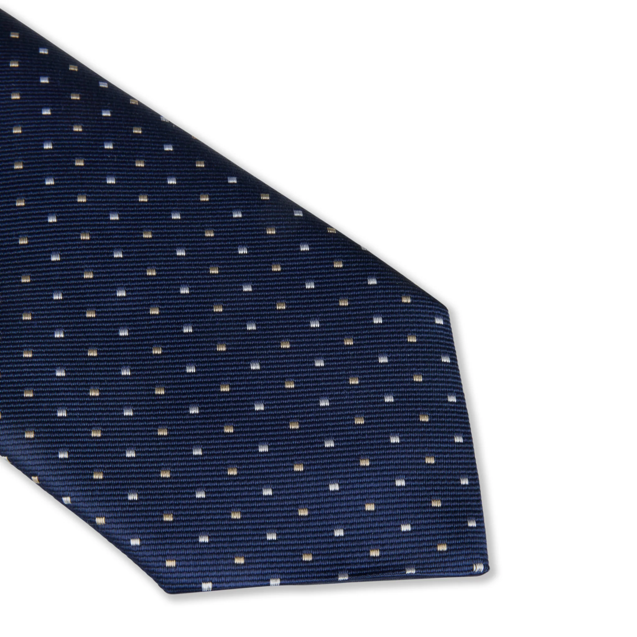 Navy Blue Mini Diamond Pattern Silk Tie - Stenströms - Image 2