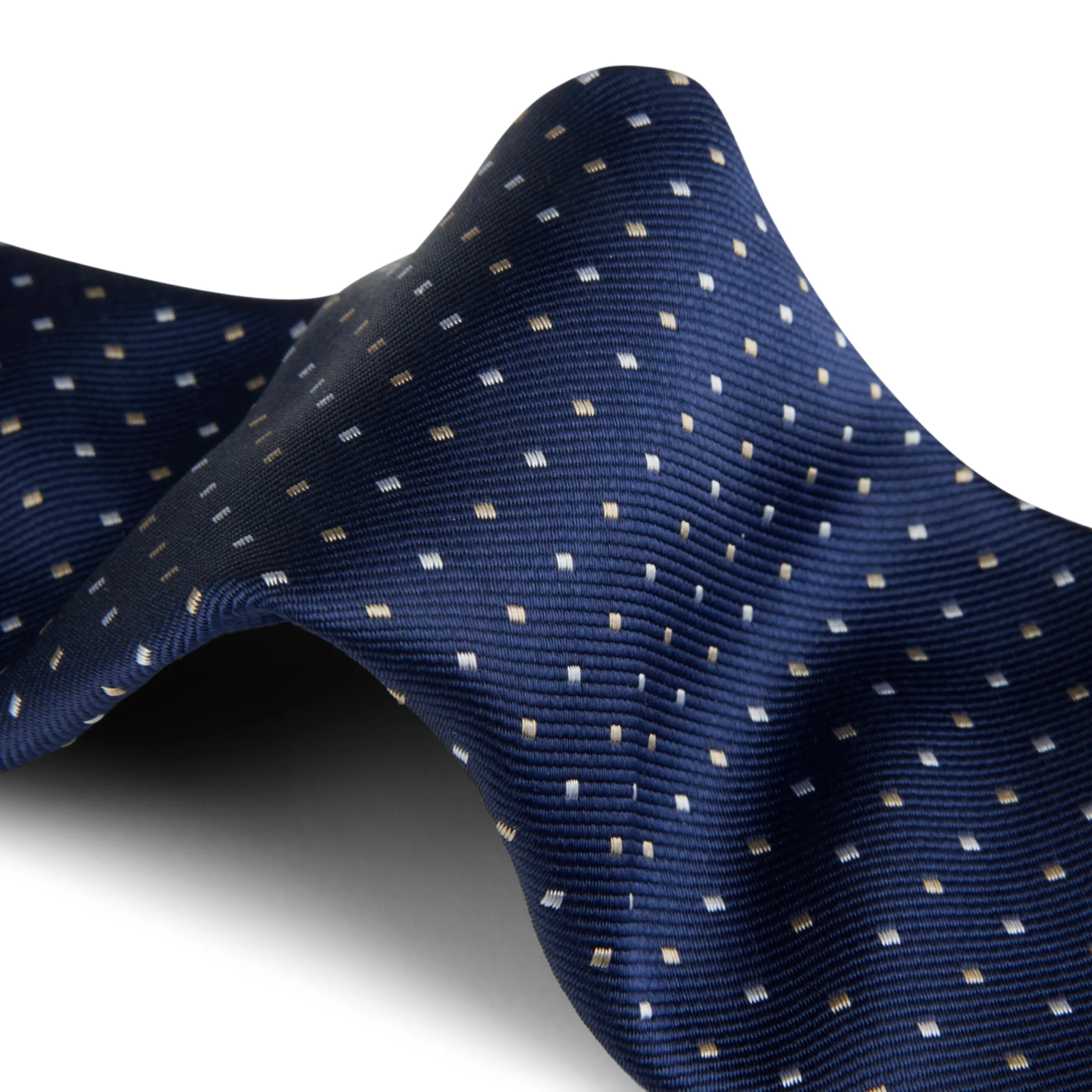 Navy Blue Mini Diamond Pattern Silk Tie - Stenströms - Image 3
