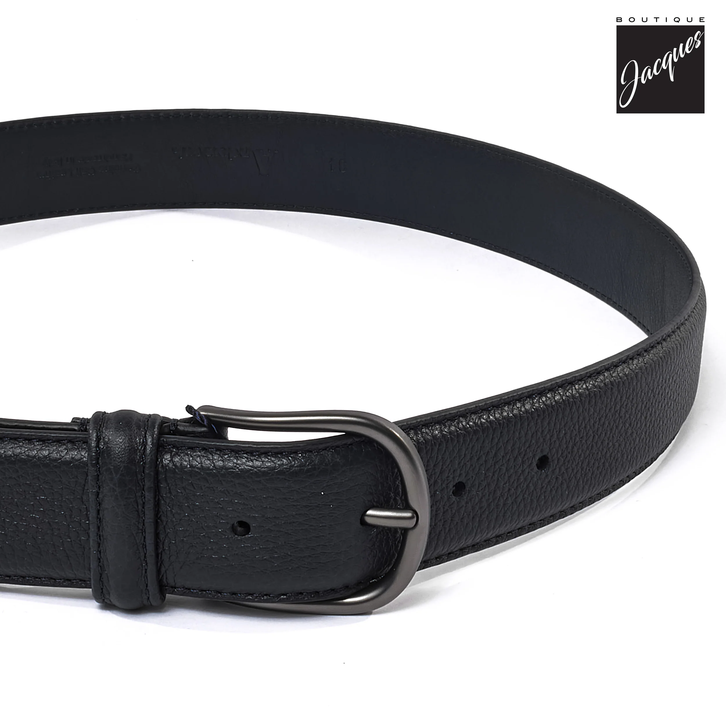 Navy Blue Pebbled Full-Grain Calf Leather Belt - Anderson's - Image 3