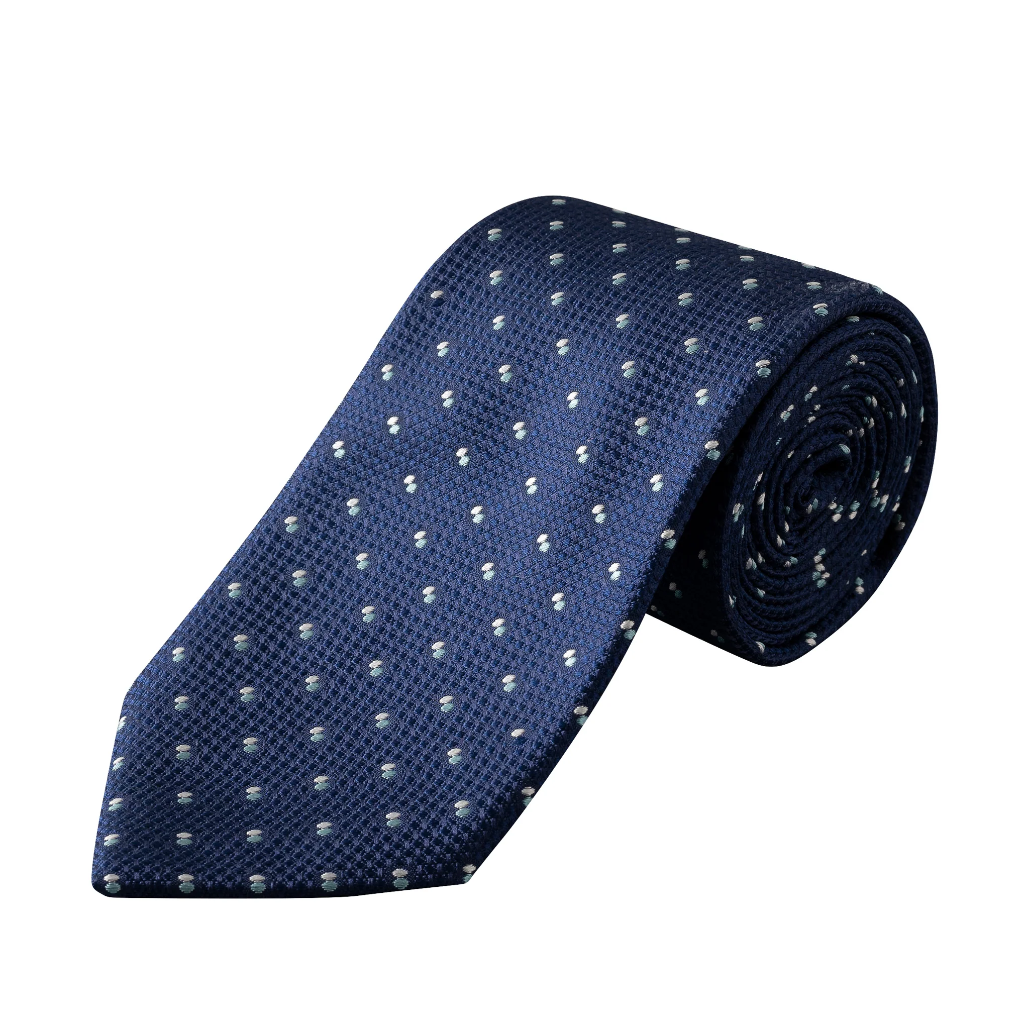 Navy Blue Pin Dot Woven Silk Tie - ETON