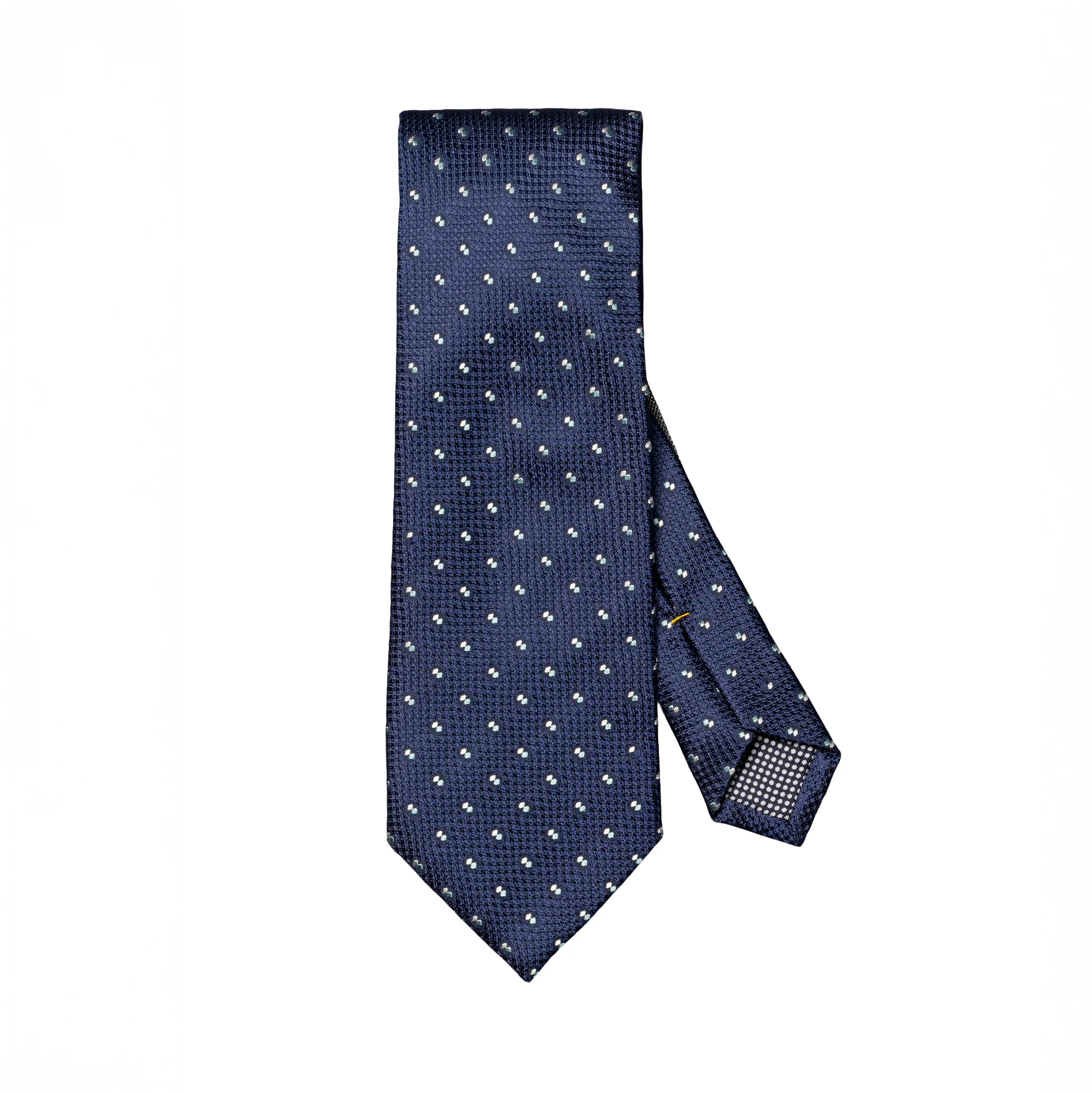 Navy Blue Pin Dot Woven Silk Tie - ETON - Image 2