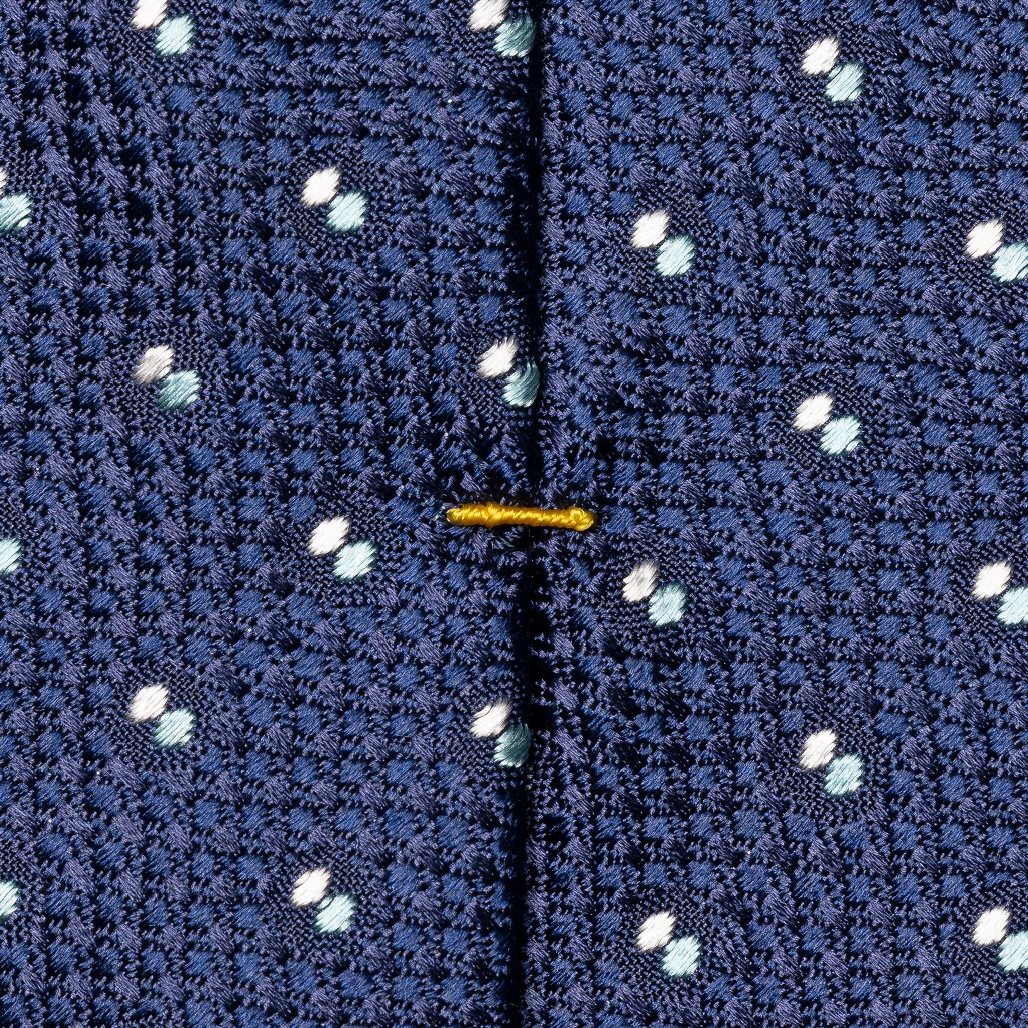 Navy Blue Pin Dot Woven Silk Tie - ETON - Image 4